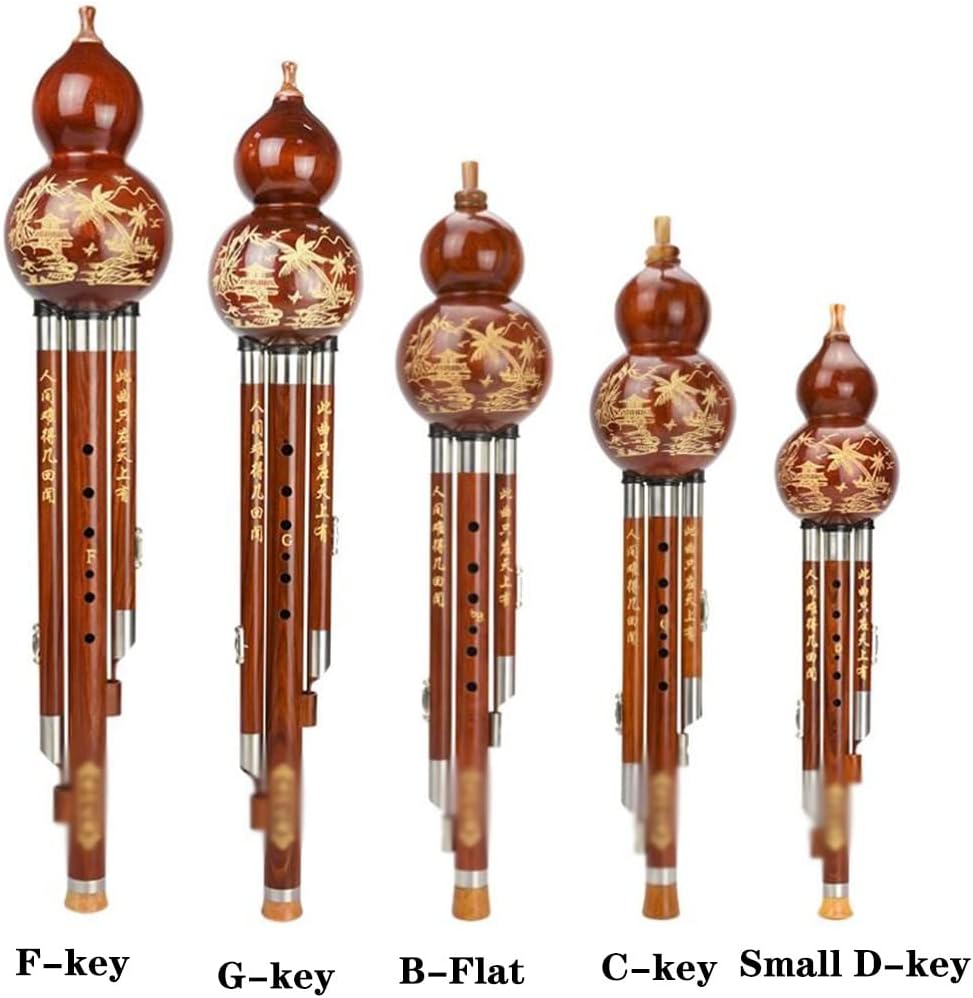 C Down B Key Hulusi Seven Hole Gourd Silk Playing Wind and Flute Instruments in The Choir Concert Hall Cucurbit Flute (Size : B-Flat)
