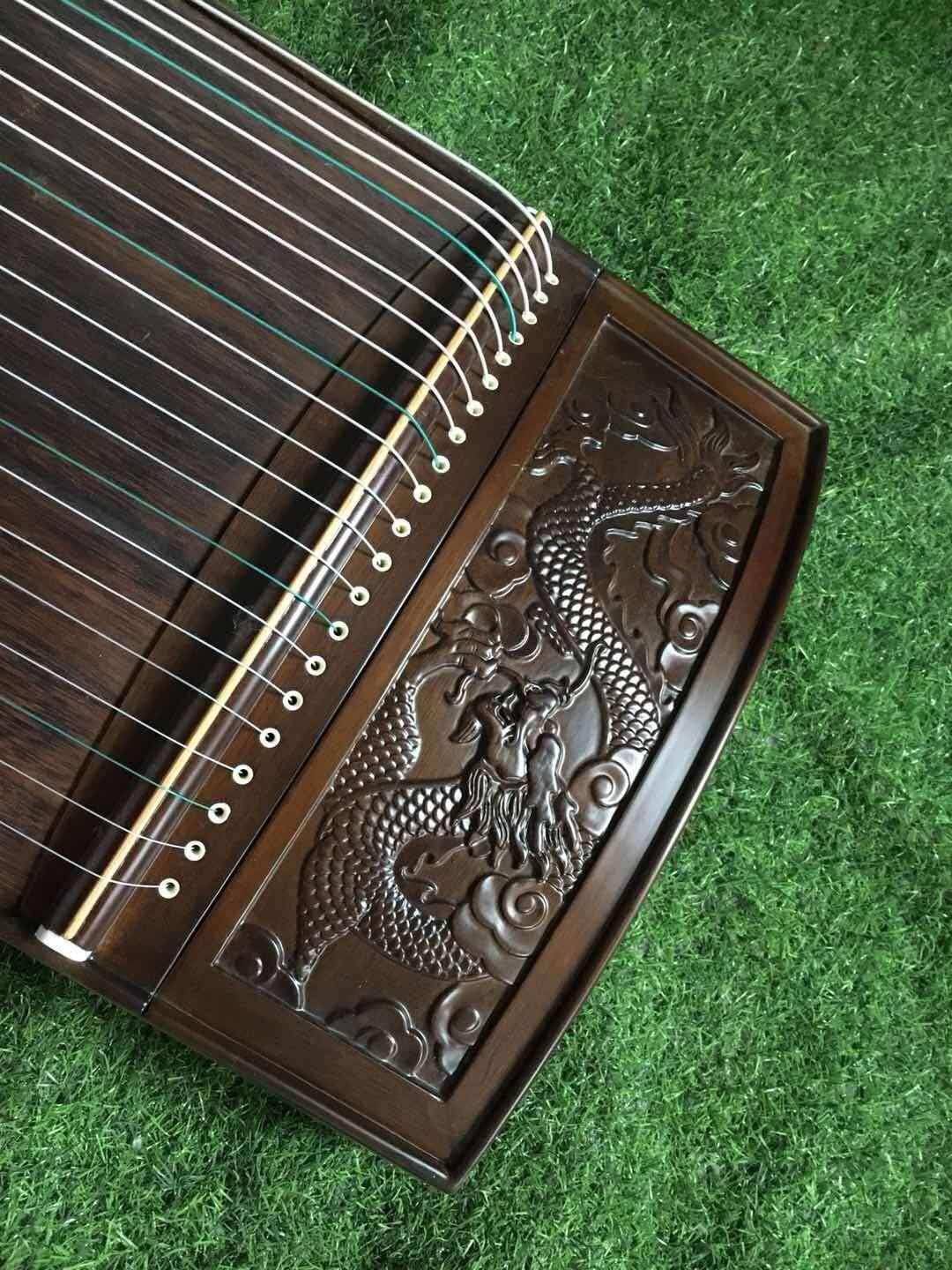 Landtom® Professional Concert Level Nanmu Wood Guzheng(163cm) with Hand-Carved Craftwork For Adults/Children/Senior/Intermediate/Beginner (Roaring Dragon)