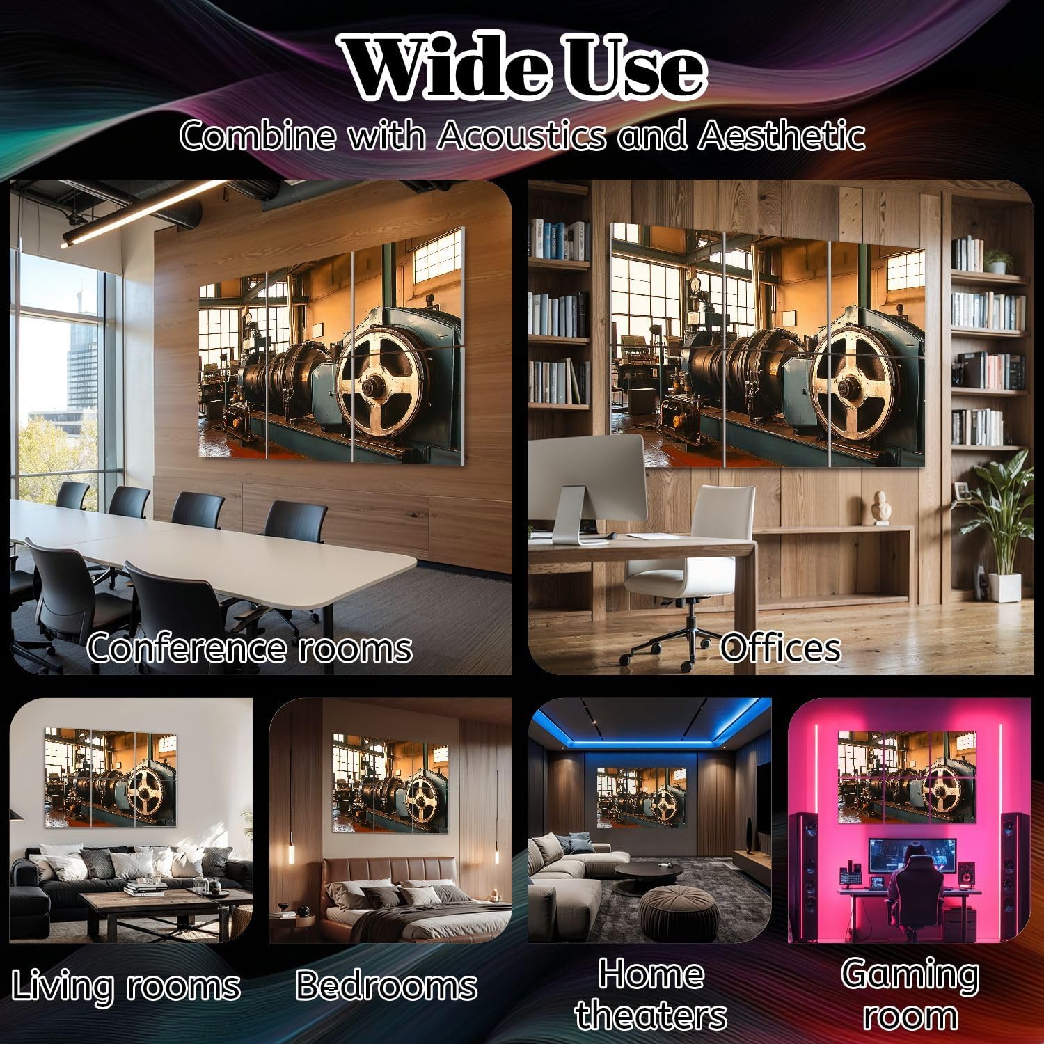 6 Pack Art Acoustic Panels pump Sound Absorbing Panel 48