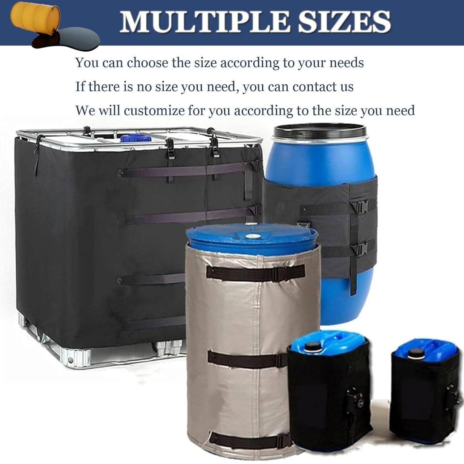 IBC Barrel Heater, Oil Drum Electric Heating Machine, with 0~150℃ Temperature Controller,55 Gallon/275 Gallon Oil Drum Heater Temperature:0~150℃(Black,275Gallon/1000L)