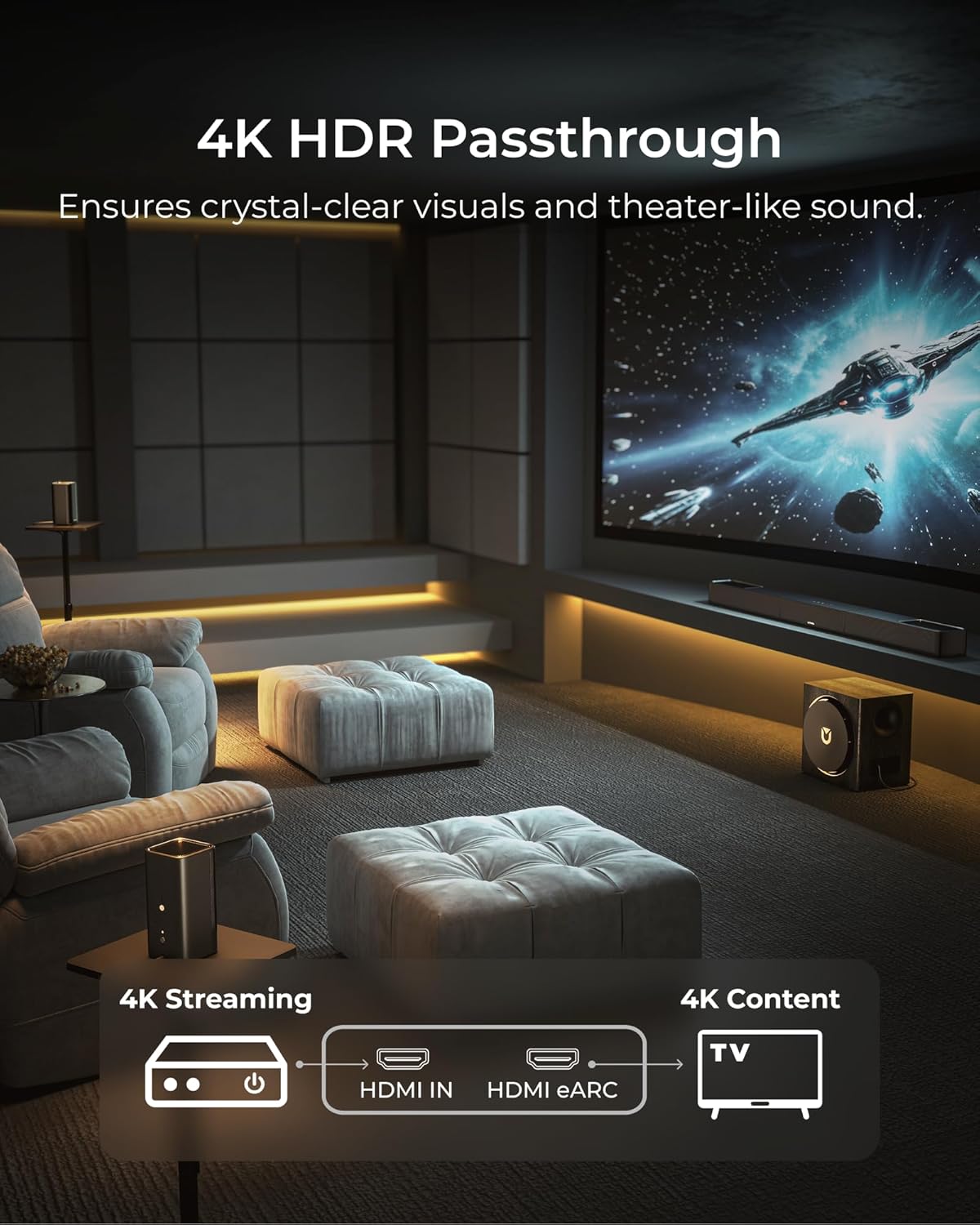 ULTIMEA Skywave X50 5.1.4ch Wireless Surround Sound System for TV, 760W Professional Sound Bar w/Dolby Atmos, 2 Wireless Surround Speakers & 8