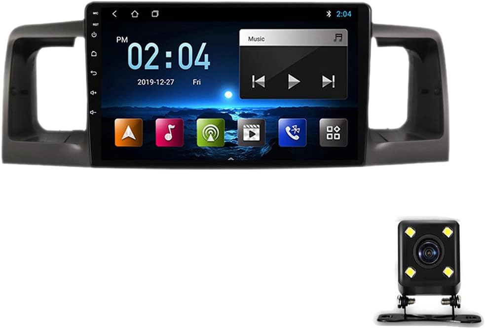 Double Din Car Stereo Compatible with Apple Carplay and Android Auto, Car Radio with 9 Inch Touchscreen, SWC, Bluetooth, Car Audio Receiver for Toyota Corolla 2000-2004