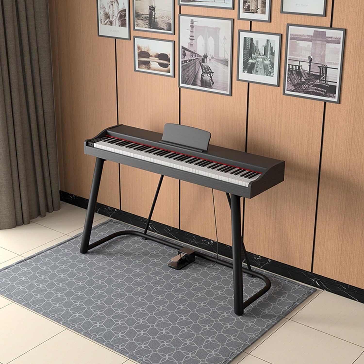 88 Keys Electric Keyboard Digital Piano With Stand Sustain Pedal Portable Electronic Keyboard Full Size Touch-sensitive Support Bluetooth MIDI For Beginners Adults Children (Color : Black)