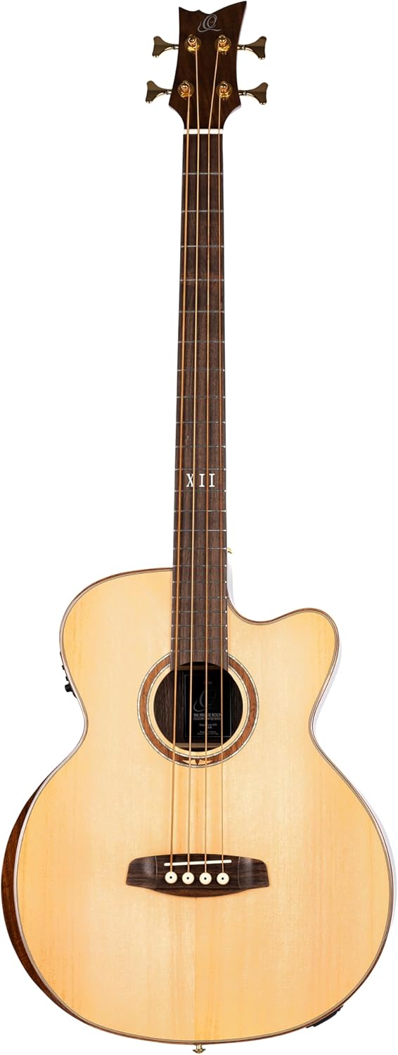 Ortega Guitars 4 String Private Room Striped Ebony Suite w/Arm Rest Solid Top Acoustic-Electric Bass w/Bag, Right (STRIPEDSU.ACB)