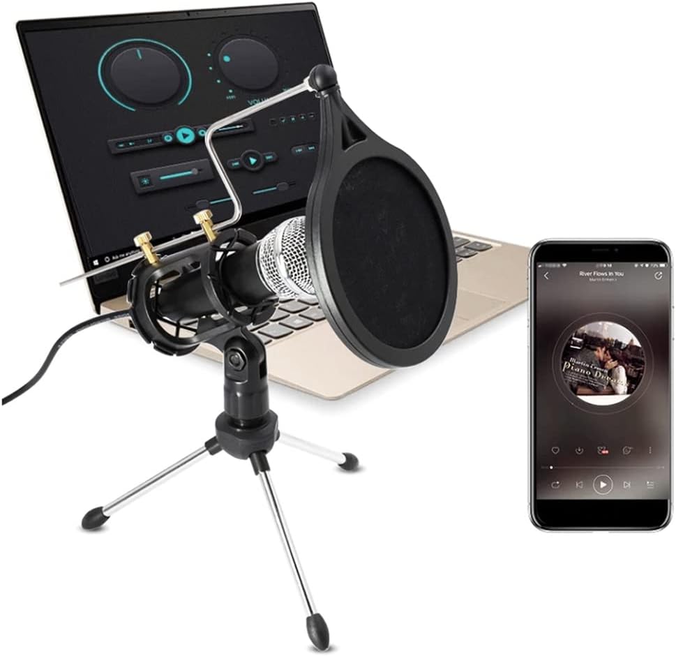 Professional Microphone, Condenser Recording, Direct Podcast, Powerful Stereo Jack, Suitable for Learning Influencers