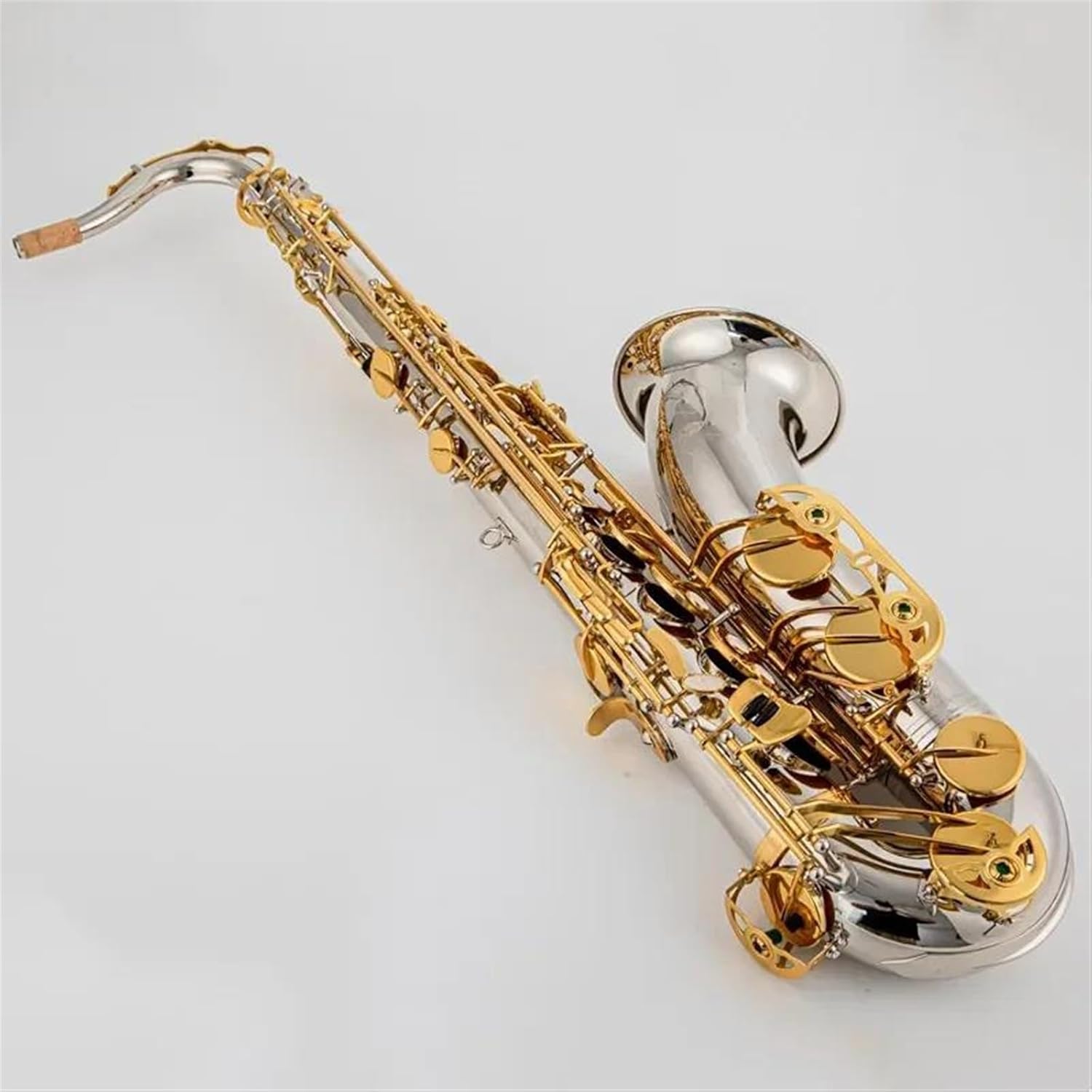 Woodwind Instruments Tenor Saxophone Bb Tone Nickel Plated Tube Gold Key Sax With Case Mouthpiece Gloves