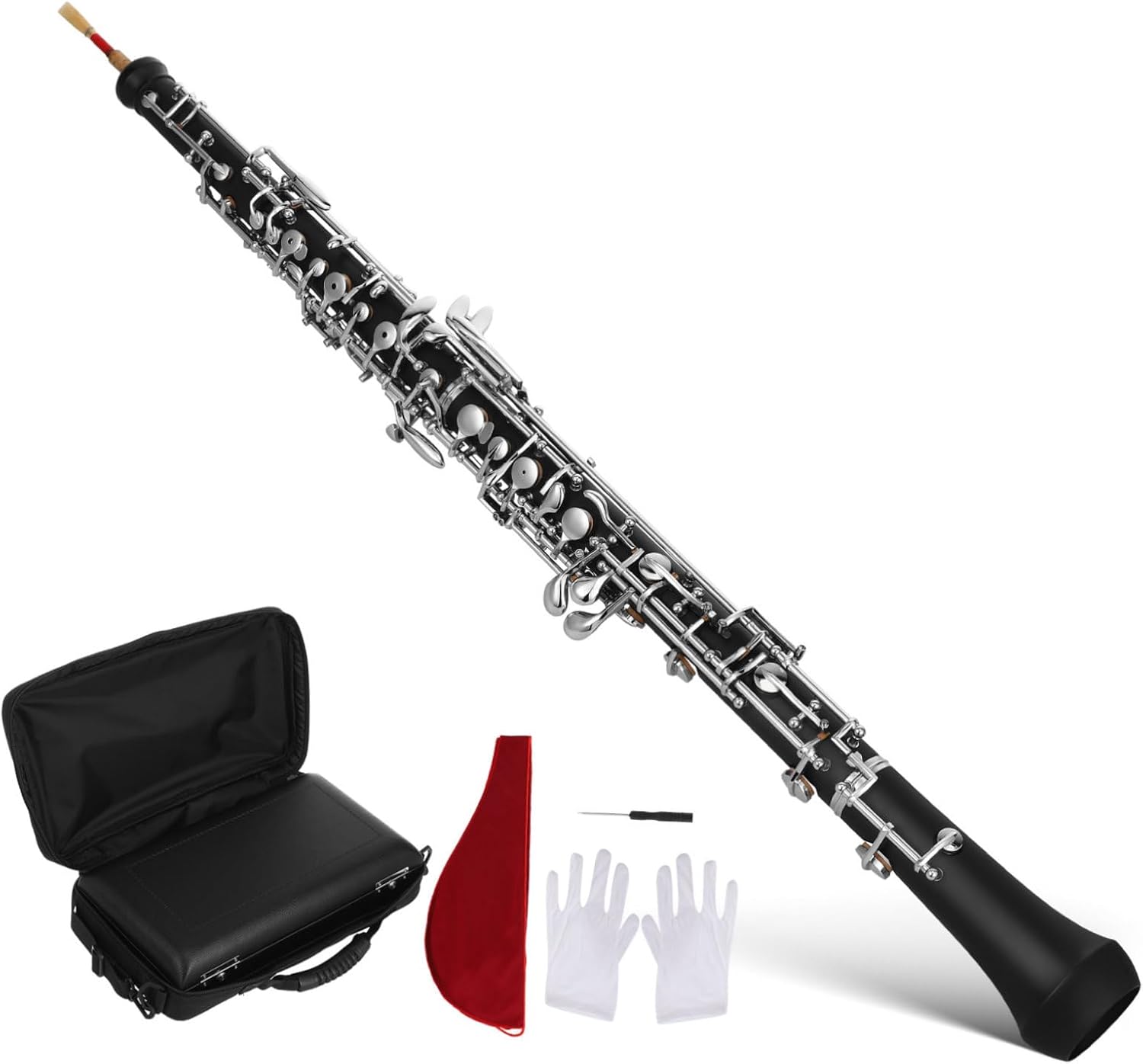 TOYANDONA C Key Oboe Instrument with Keys Semi-automatic Woodwind for Orchestra Includes Carry Bag Cleaning Cloth Gloves and Reed Performance
