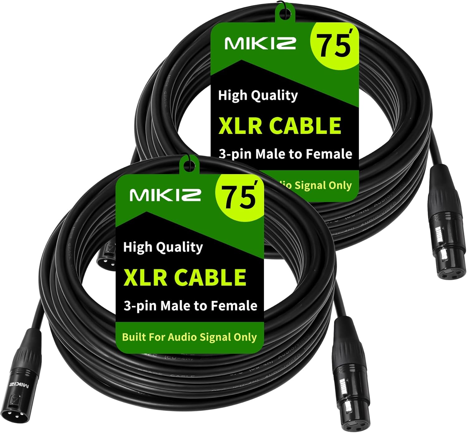XLR Cables 75 ft 2 Packs - Microphone Cables XLR Male to Female Patch Cables 3 Pin for DJ Podcast