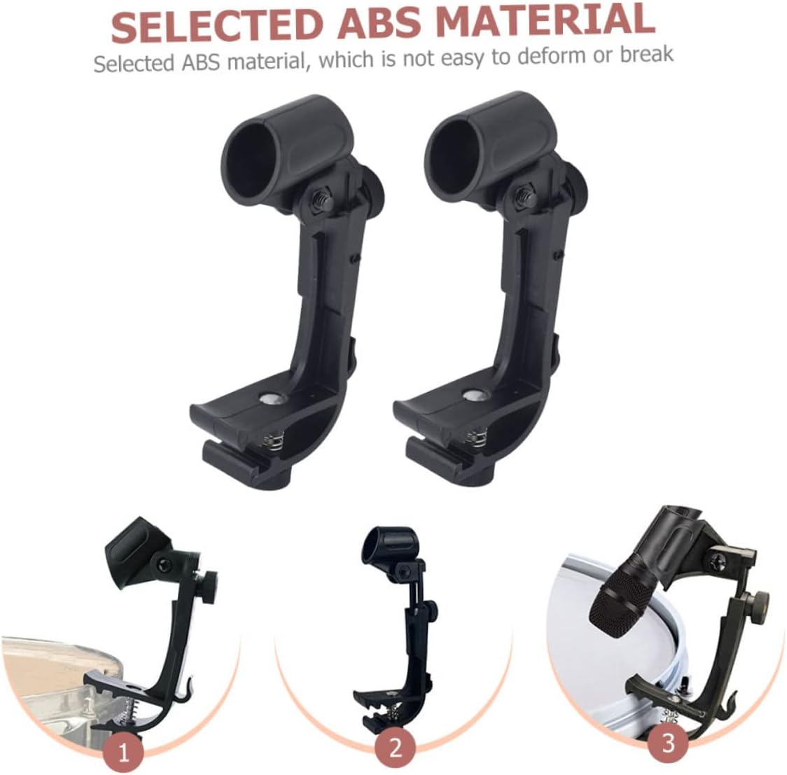 2pcs Kit Movable for Microphone Rim Studio Universal Clips Clamp Supplies Adjustable Shockproof Holder Clamps Holders Snare Musical Clip Accessories Mount Securing Mic Clamping Stands