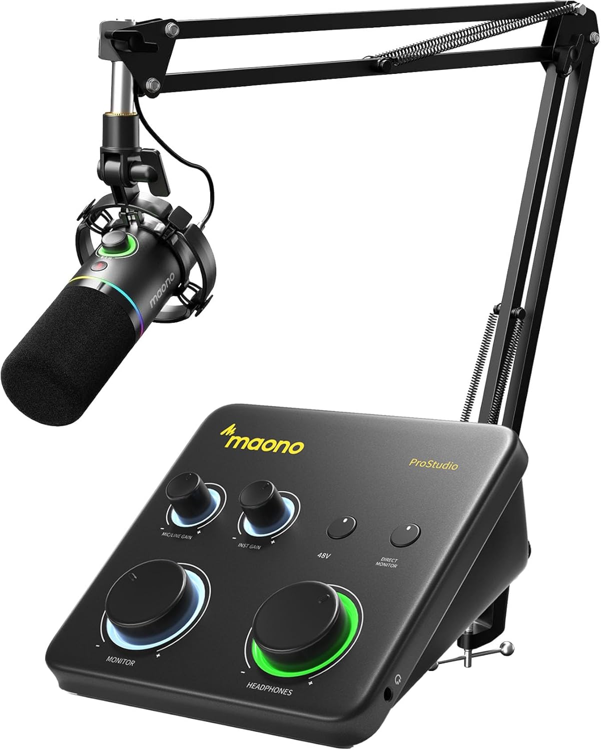 MAONO USB Audio Interface for PC and XLR/USB Dynamic Microphone: Interface with XLR Input 24-bit/192kHz Routing Software Loopback ASIO Driver for Recording Music, Guitar, Podcast, Streaming