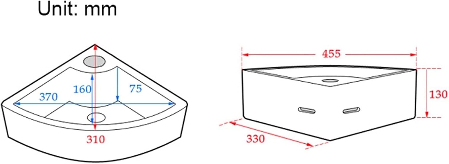 Bathroom Sinks Triangle Porcelain Ceramic Wall Mount Vanity Space Bathroom Sink Bowls Small Wall Mount Corner Bathroom Sink，White Drop in Bathroom Sink