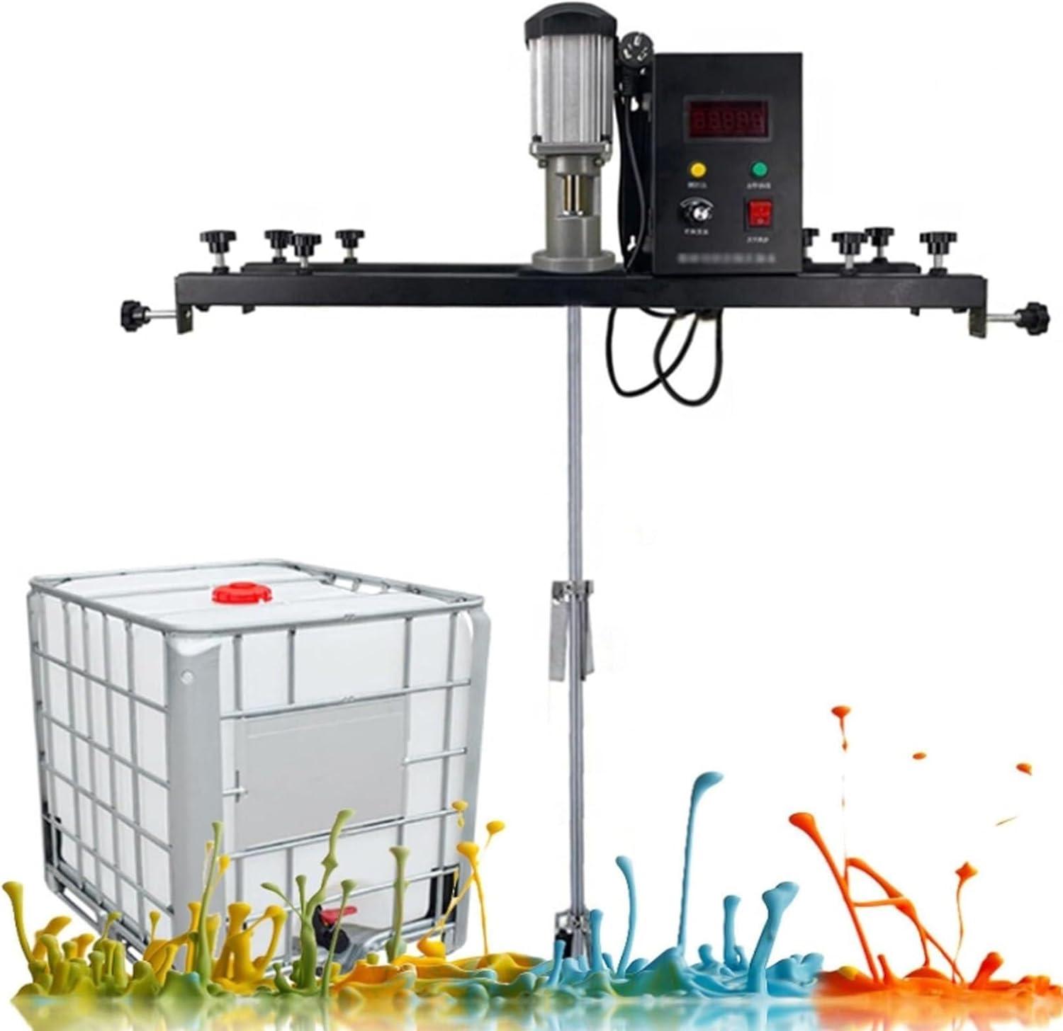 IBC Paint Mixer, 980W Electric Tank Mixer Machine, Commercial IBC Agitator with Support Hanger, Folding Propeller, Ton Paint Stirring Machine for Ink Dissolver Agitator