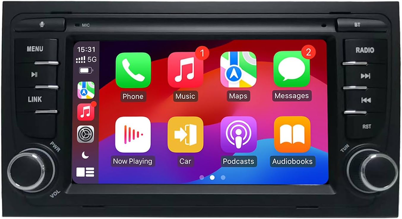 7 inch IPS HD Touchscreen Car Stereo for Audi A4 S4 RS4 2002-2008 Wireless Apple CarPlay Android Auto SWC FM/AM/RDS Mirror Link BT Handsfree Enhanced DSP Sound High Power Car Radio