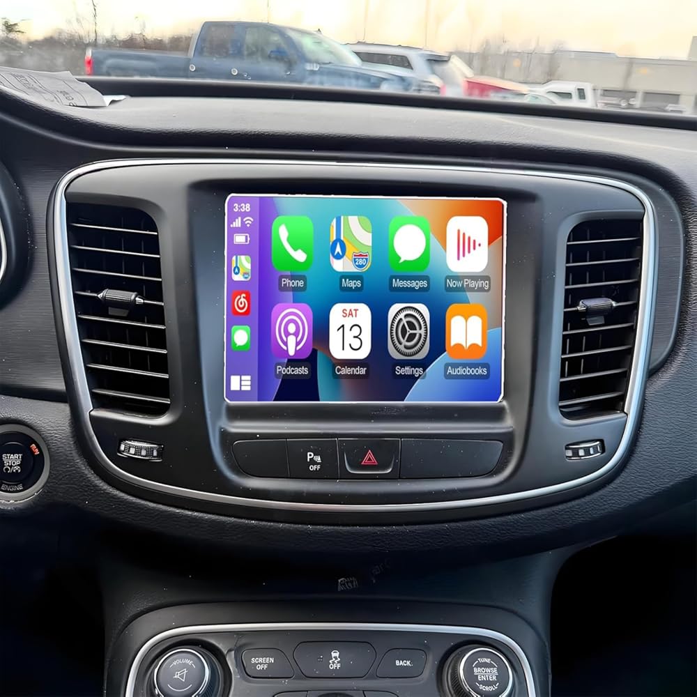 PHEZEN 8.4 inch Car Stereo Fit for Chrysler 200 2015-2017, Android 14 Double Din Car Radio with Carplay & Android Auto GPS Navigation BT Mirror Link WiFi Backup Camera 2+32G