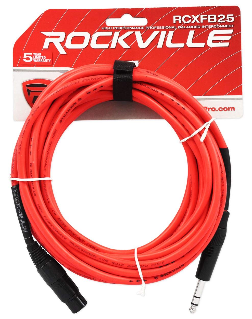 Rockville (2 RCXFB25B 25' Female REAN XLR to 1/4'' TRS Cables Black Bundle with (2) RCXFB25BL Blue, (2) RCXFB25O Orange, (2) RCXFB25R Red, (2) RCXFB25Y Yellow Cables (10 Items)