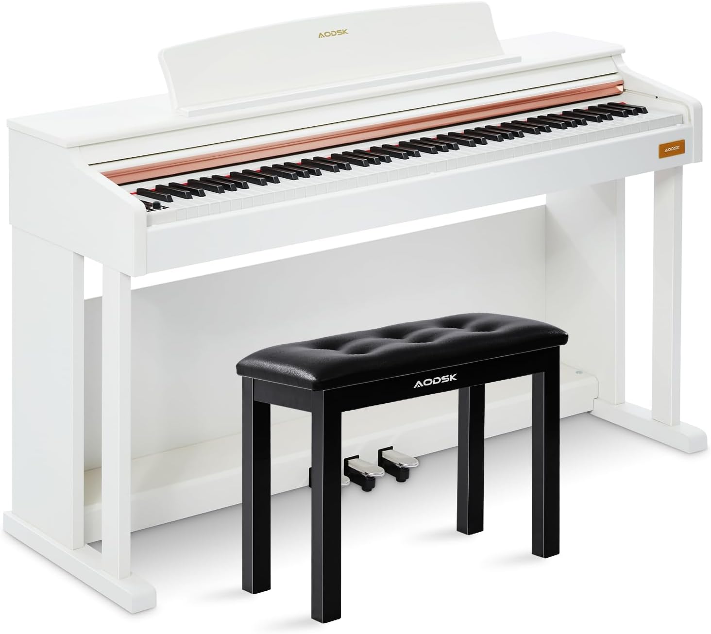 AODSK 88 Key Weighted Hammer Action Digital Piano with Full-Size Weighted Keys+AODSK Piano Bench with Padded Cushion