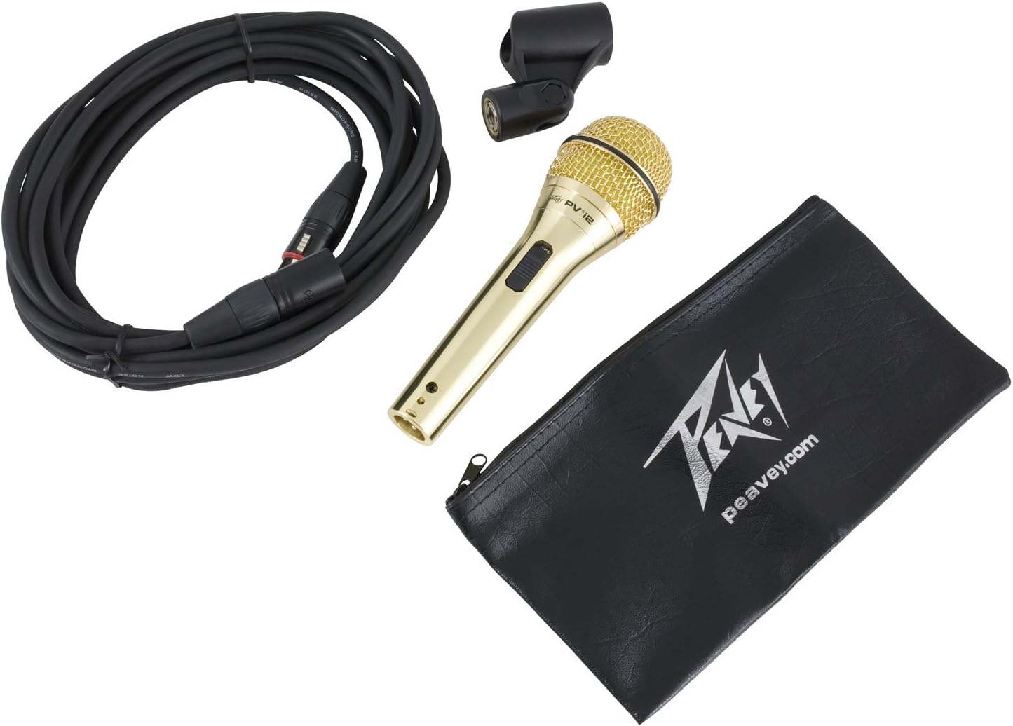 Peavey PVi 2 Dynamic Vocal Microphone, Gold, Cardioid Unidirectional Polar Pattern, Includes 20' XLR Cable, Perfect for Vocals, On/Off Switch