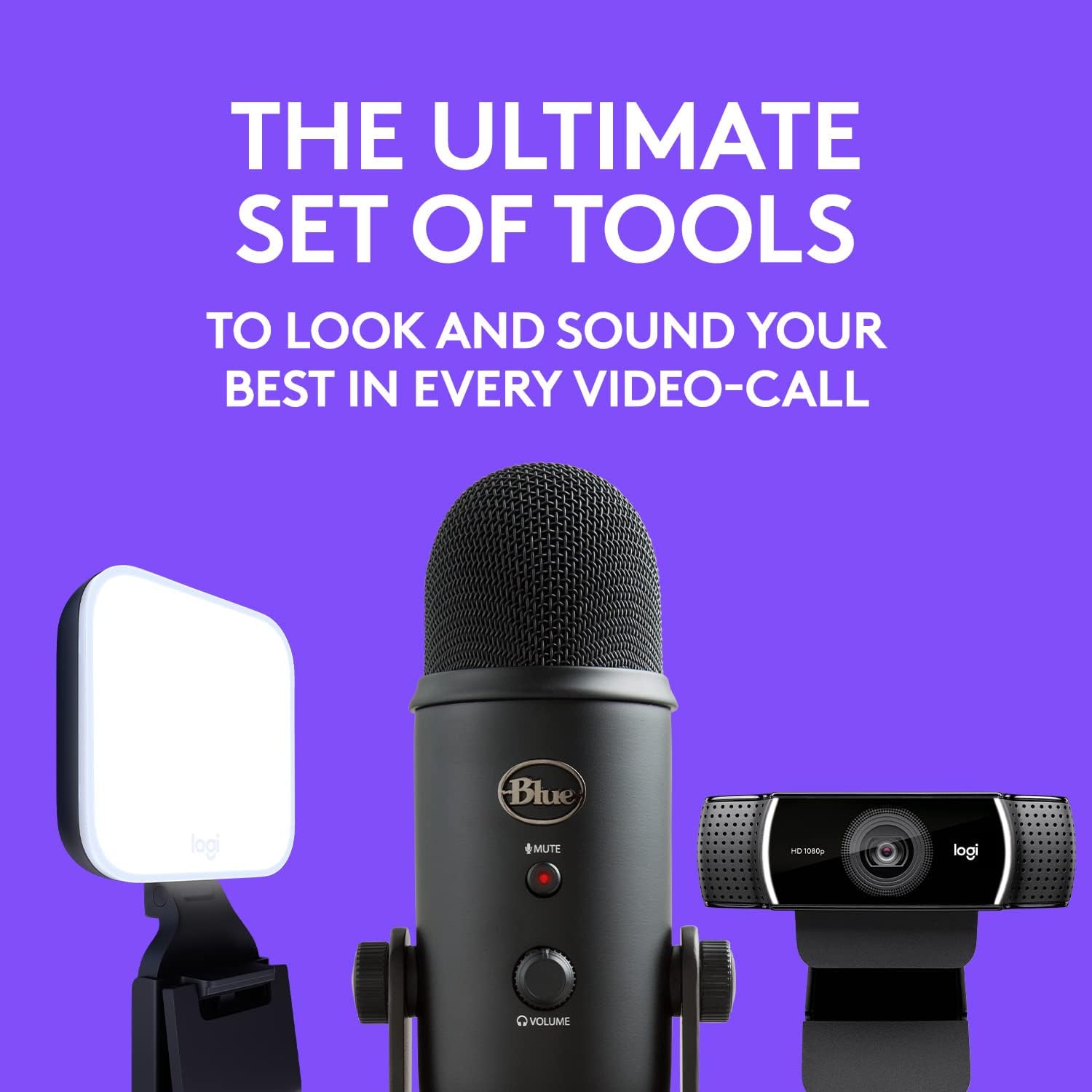 Blue Yeti Podcast Equipment Bundle - for PC, Mac, Gaming, Recording, Streaming, Podcasting, Studio, and Computer Condenser, Blue VO!CE Effects, 4 Pickup Patterns, Premium LED Light - Blackout