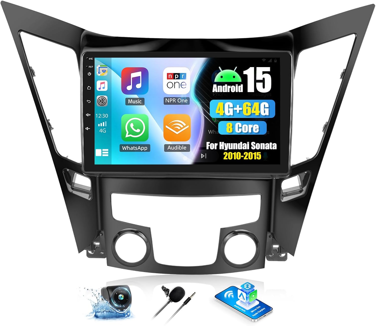 Android 15 8 core 4G+64G Qualcomm Chipset Car Stereo for Hyundai Sonata 2010-2015 9 inch Touchscreen with Carplay Android Auto Cool Fan Shaderlab Topics 3D Car Model Display Bluetooth 5.1 Custom UI