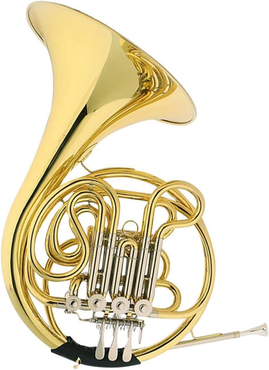 French Horn 4 Keys Double Row Gold Lacquer Bb Key Suitable for Adults Professional Performance