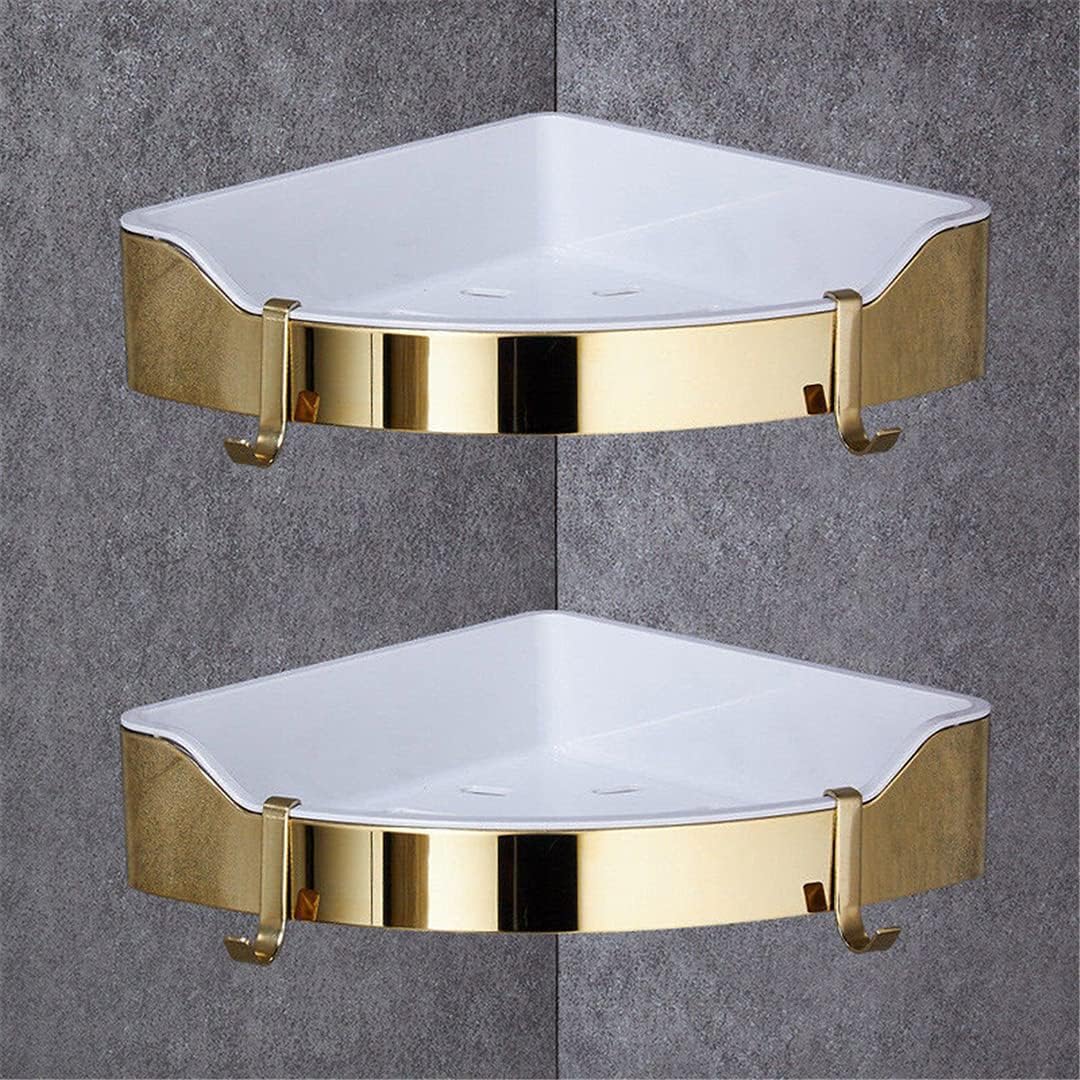 Corner Shelf Golden Stainless Steel Bathroom Shelves Chrome Wall Mount Shower Caddy Rack Bath Accessories Black one Tier,Gold One Tier(Gold Two Tier)