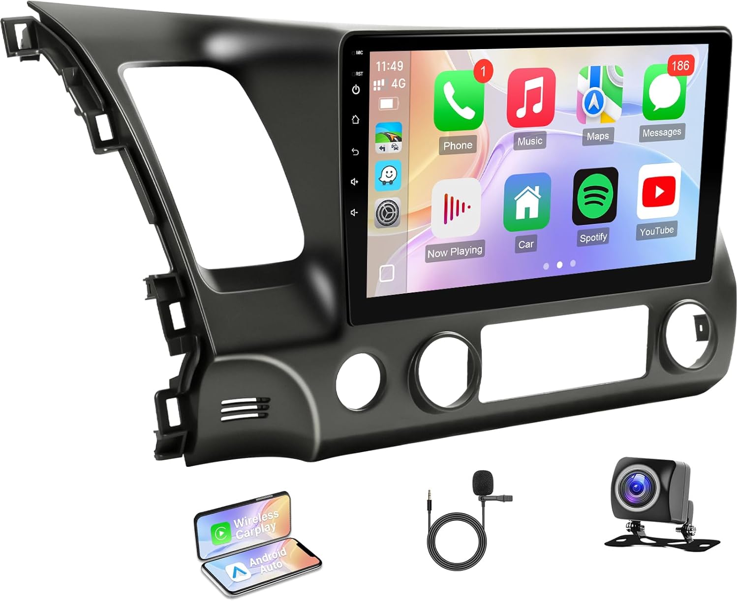 Leadfan Car Stereo Radio for Honda Civic 2006 2007 2008 2009 2010 2011, 10.1 Inch Touch Screen for Civic Car Play with CarPlay Android Auto Bluetooth GPS SWC Backup Camera