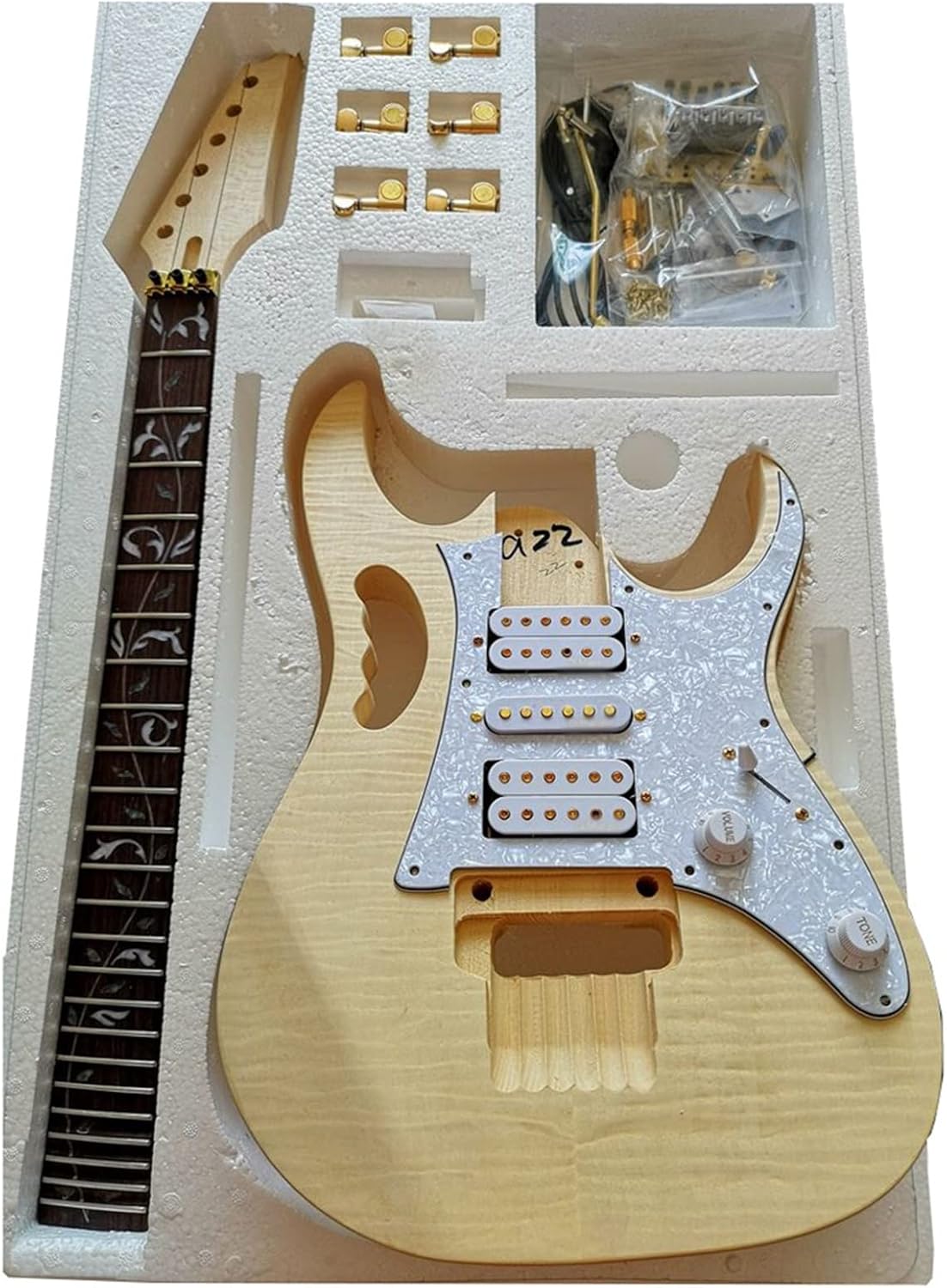 DIY Electric Guitar Kit Professional Unfinished Guitar Accessories Set Basswood Body Rosewood Fingerboard Maple Neck