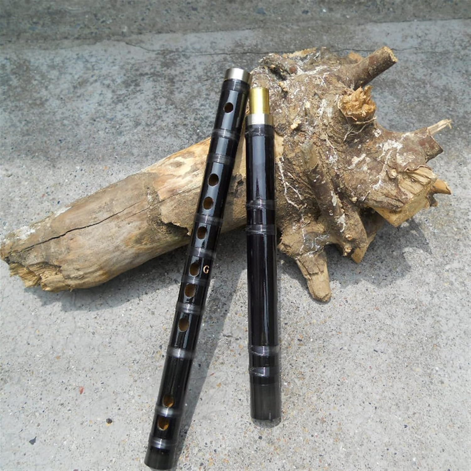 TSTS Chinese Bamboo Flute Black Bamboo Flute Single Plug White Copper 2-Section Bitter Bamboo Flute Student Woodwind Instrument (Color : G)