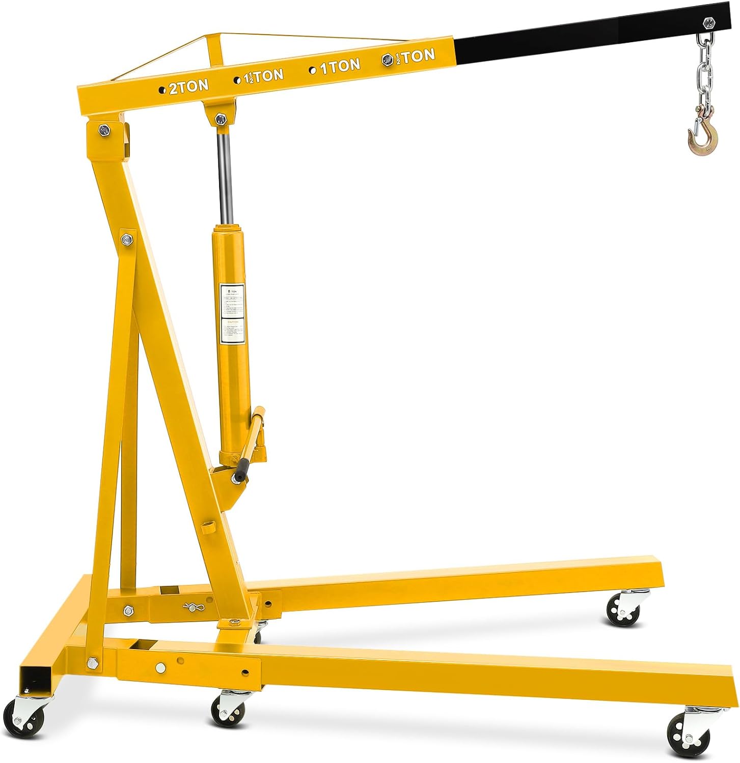 Folding Hydraulic Engine Hoist, 2 Ton Cherry Picker Shop Crane with 6 Casters and Telescopic Boom, 4400 Lbs Capacity Heavy Duty Engine Hoist Crane Lift for Garage Workshop Automotive Repair