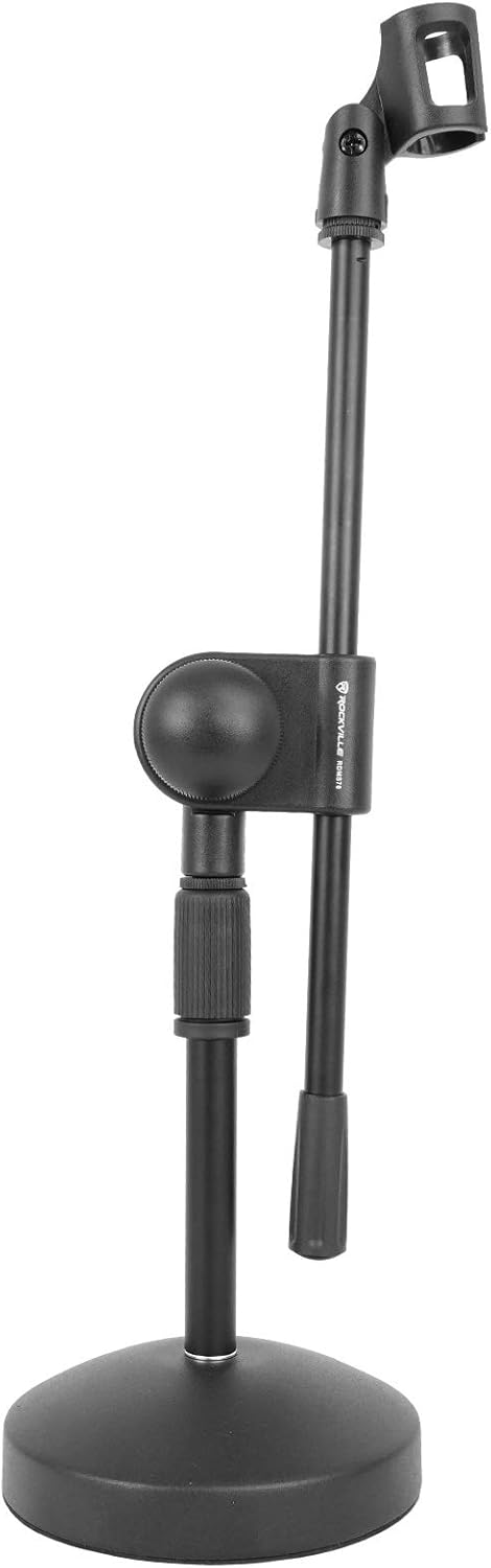 Rockville RCM03 Pro Bundle: Studio Recording Condenser Microphone with Metal Shock Mount, RDMS70 Desktop Mic Stand w/Steel Round Base and Adjustable Height for Podcast, Voiceover, Streaming, 2-Items
