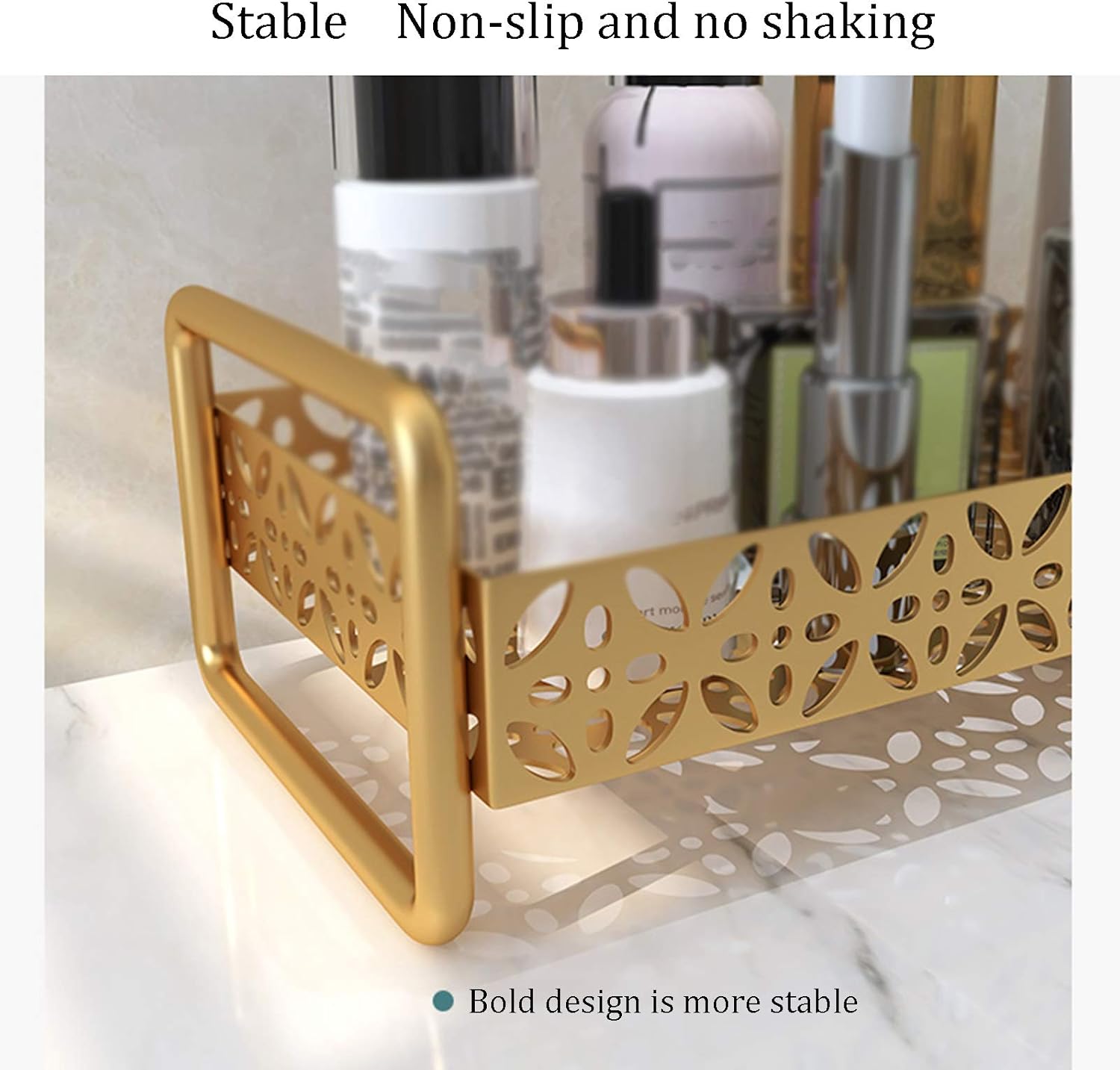 XXIOJUN Bathroom Shelf, Cosmetic Storage Iron Thickened Steel Light Luxury Phnom Penh Waterproof and Moisture-Proof Stable Multi-Layer Storage, 3 Colors 3 Sizes (Color : Black, Size : 36x16x46cm)