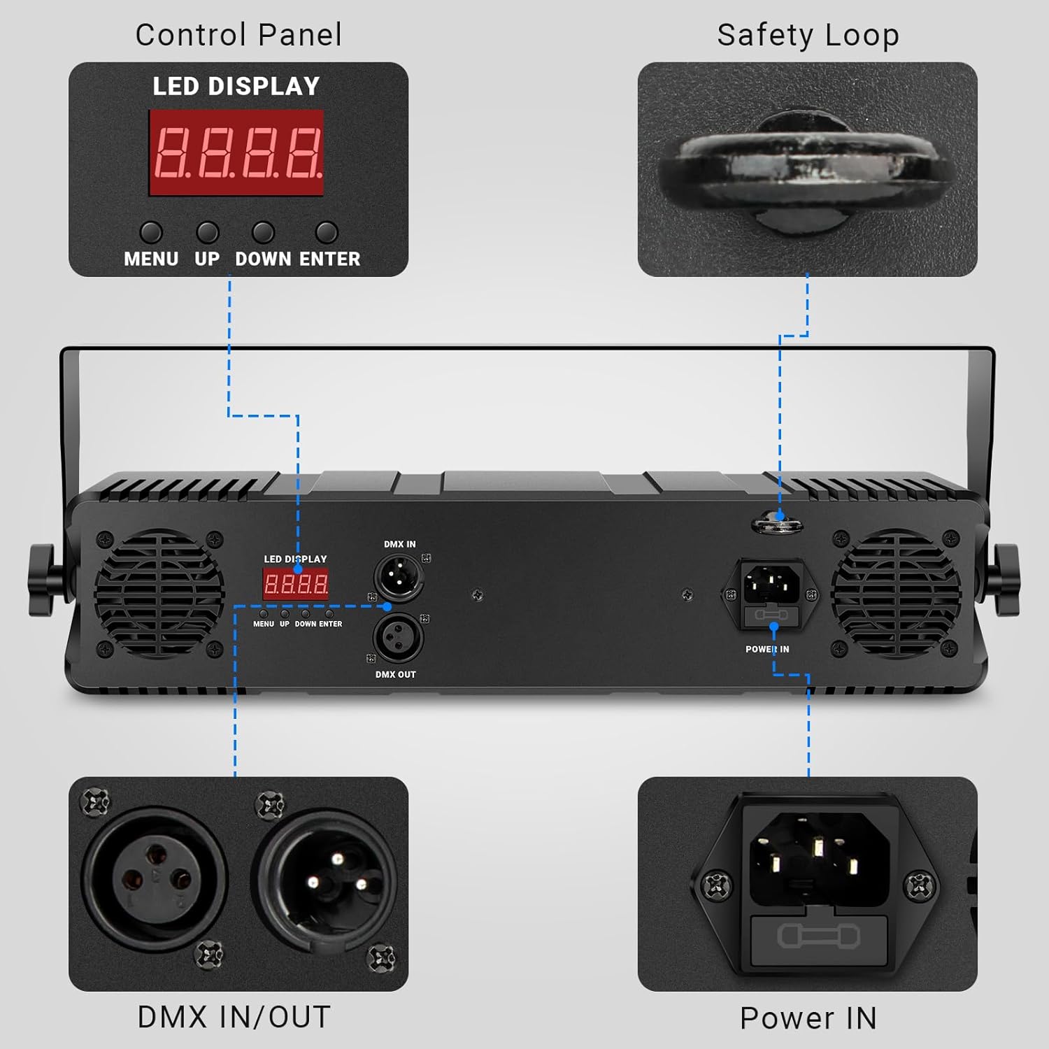 120W Stage Strobe Lights: 336LEDs RGBWA DJ Light Bar - Remote & DMX Master Slave Control - 16RGB & 8 White & 8 Amber Zones Chase Effect for Mobile Party Club Show Gig Band Halloween Performance