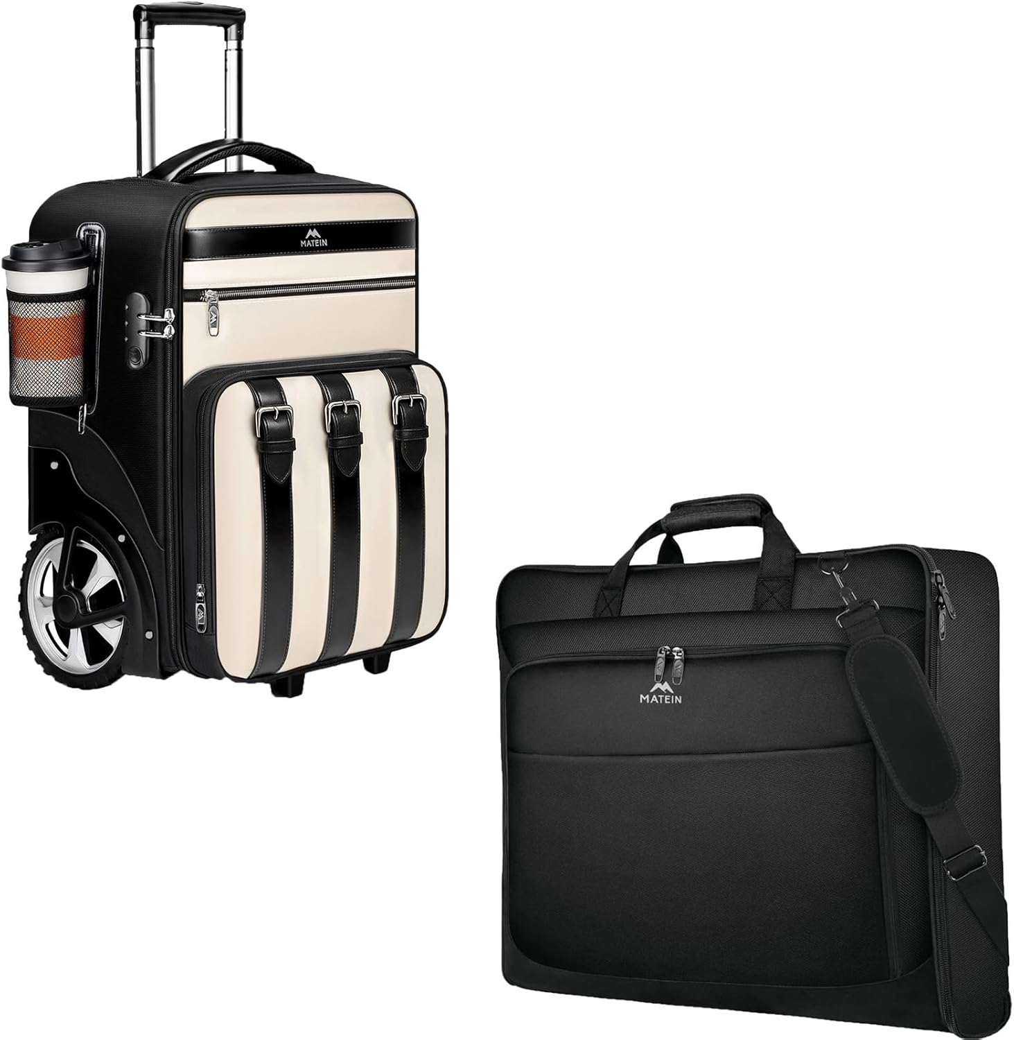 MATEIN Rolling Backpack for Women with Large Wheels, Anti Theft Fashion Wheeled Travel Backpack Fits 17