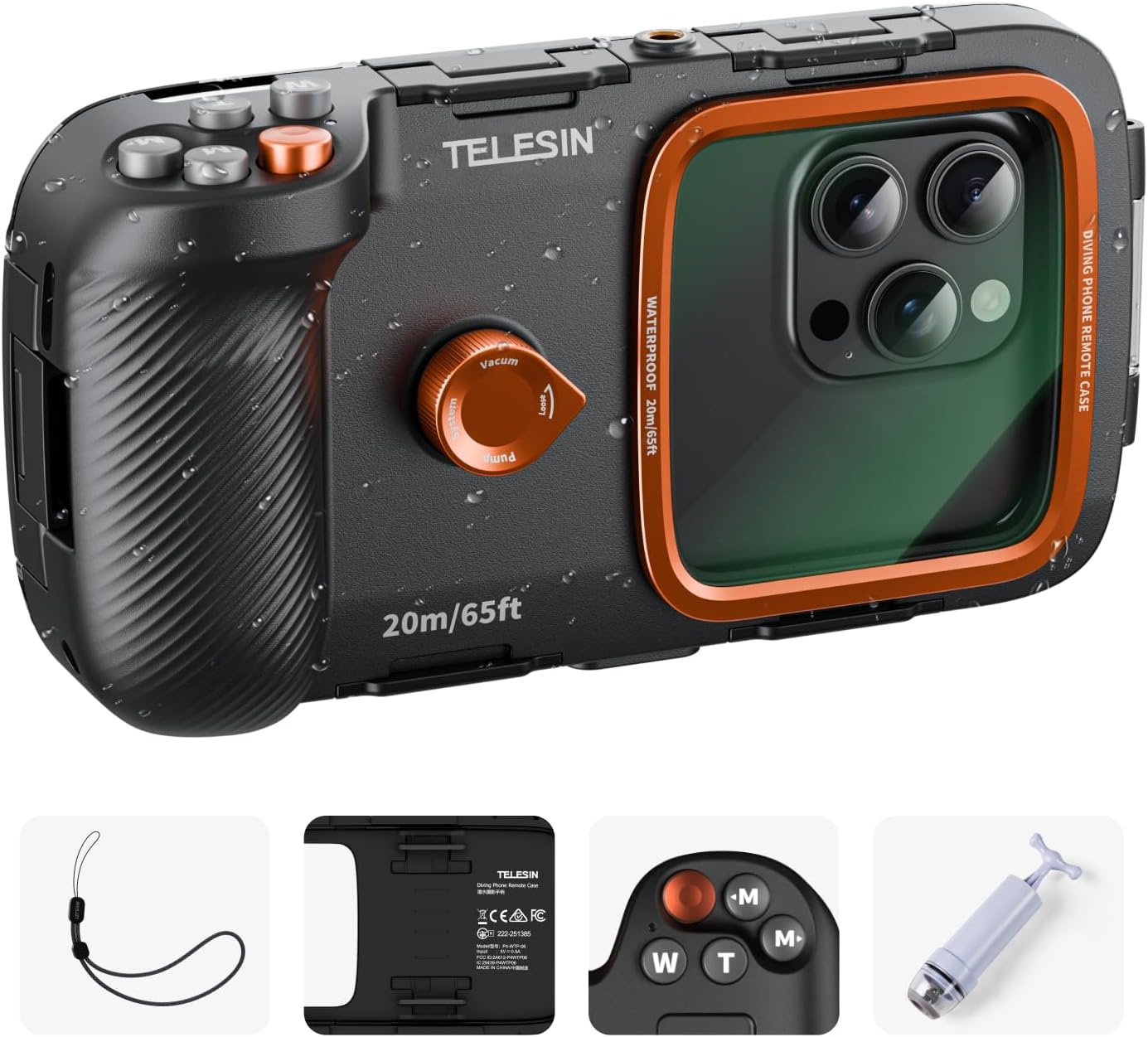 TELESIN Underwater Snorkeling Diving Phone Waterproof Case Universal Underwater Photo & Video Diving Housing Handle Grip for iPhone 17 16 15 14 13 12 11 Pro Max/XS/X Samsung Galaxy and Most Phones