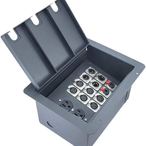Recessed Stage Floor Box with 6 XLR Female, 2 XLR Male, 2 Ethernet, 2 TRS + Duplex AC (Floor Box)