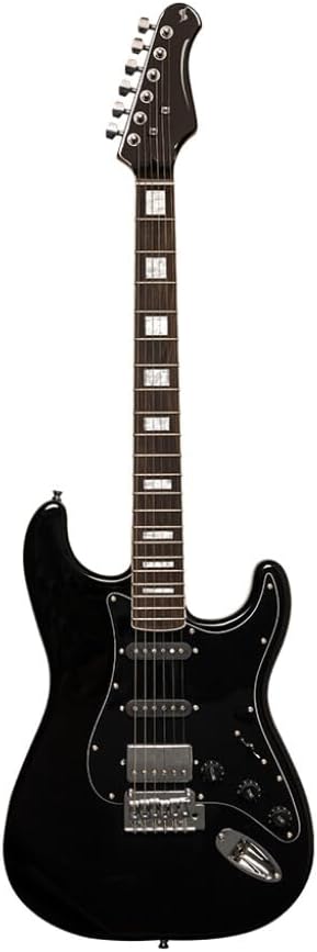 Stagg 6 String Solid-Body Electric Guitar, Right, Black, Full (SES-60 BLK)