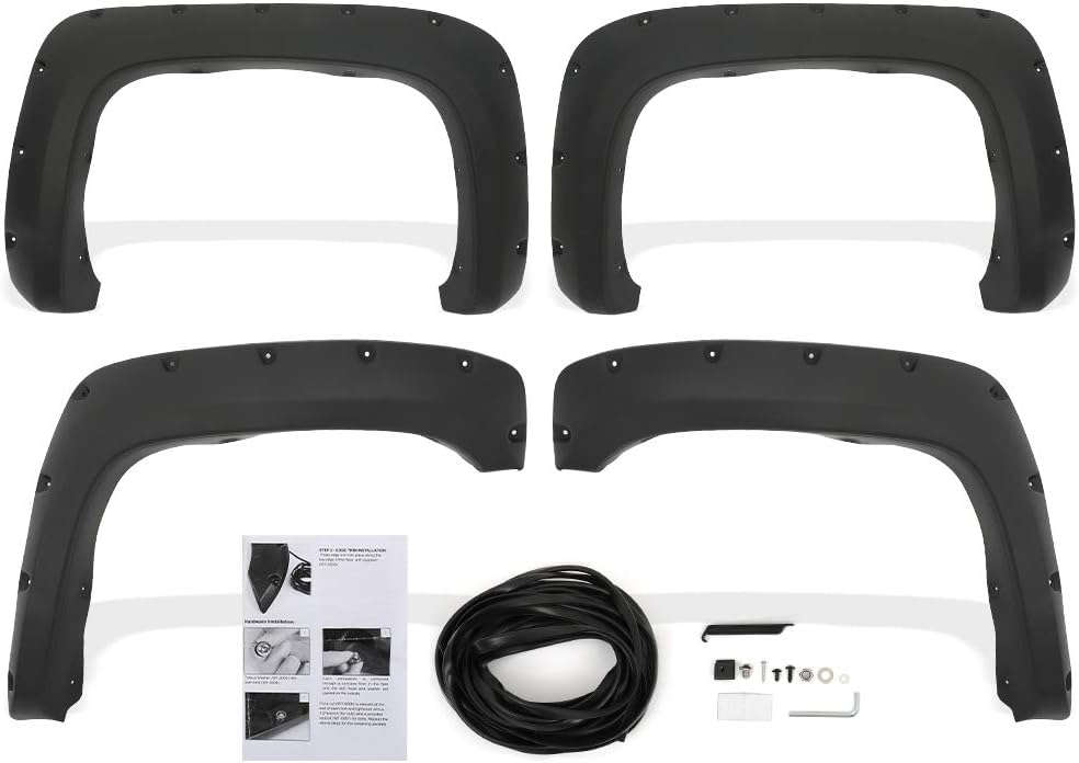 ECCPP PP Pocket Rivet Bolt Style Textured Black Wheel Fender Flares 4PCS Automotive Fits For Chevrolet 2007-2013