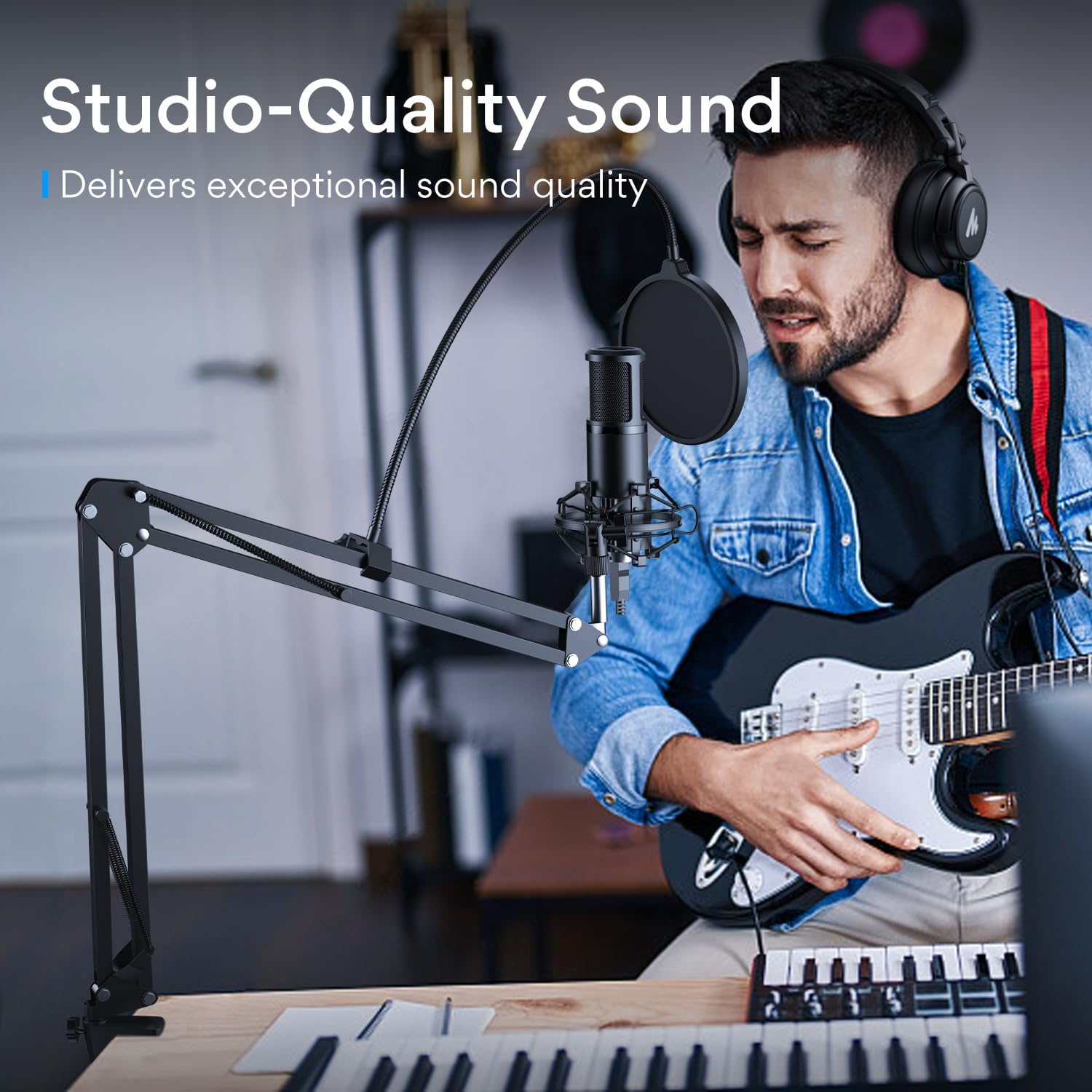 MAONO USB Professional Condenser Microphone PM421 with One-Touch Mute, Gain Control, with XLR/USB Dynamic Podcast Microphone PD200X for Podcast, Recording, Gaming, Streaming, Zoom Meeting, Instrument