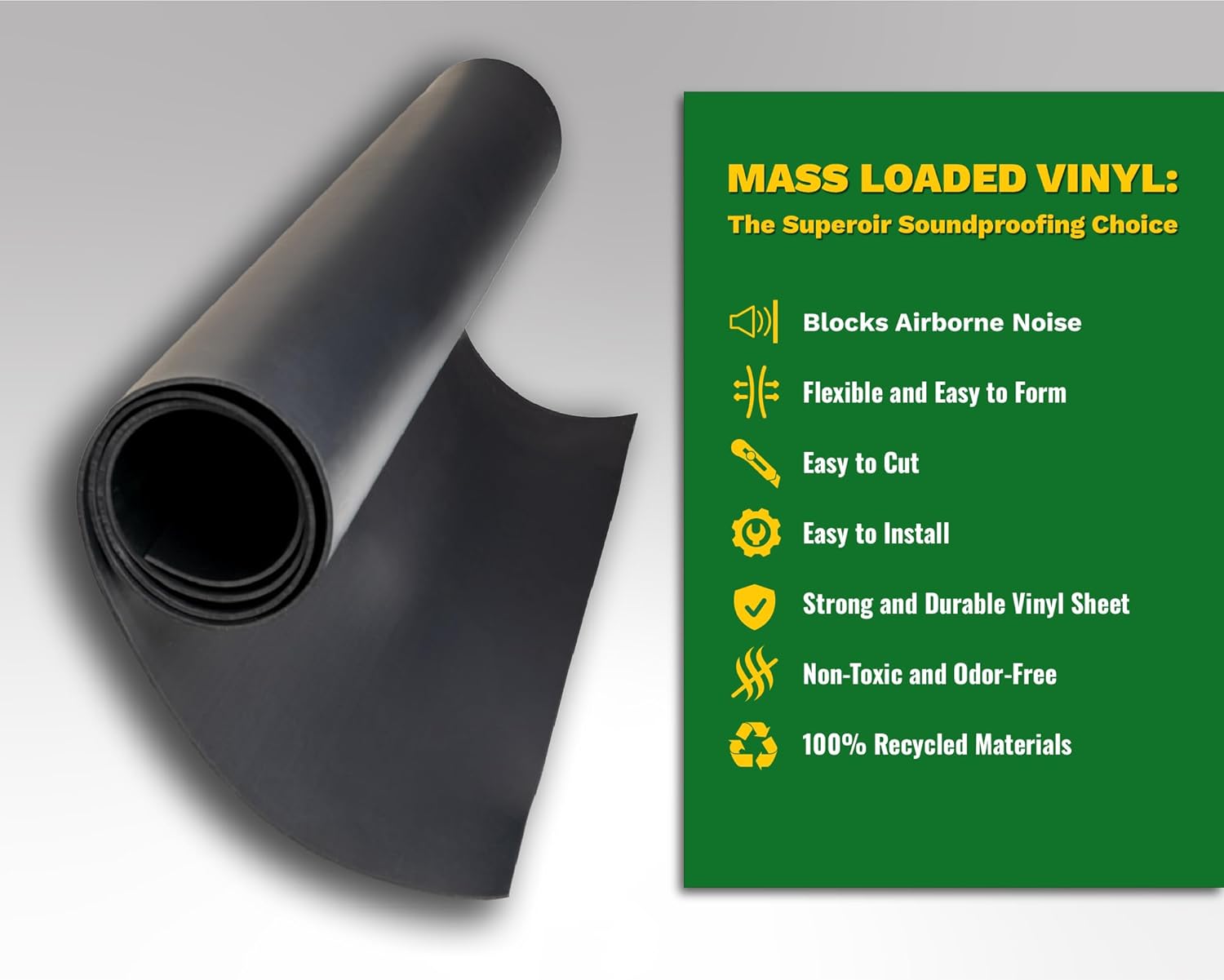 1 LB Mass Loaded Vinyl 4.5’x15’ (67 SF) – MLV Soundproofing Barrier for Walls, Ceilings, Vehicles – 26 STC Rating – Flexible Noise Blocker Roll – Easy to Cut & Install - Multiple Options