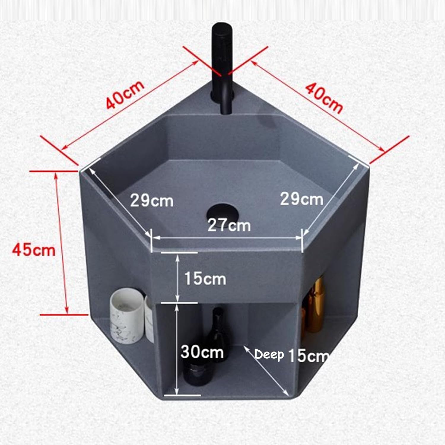 Bathroom Sink Corner, Corner Wall Mount Multifunctional Practical Ceramic Sink for Bathroom, Laundry Room, Living Room, Balcony,Grey