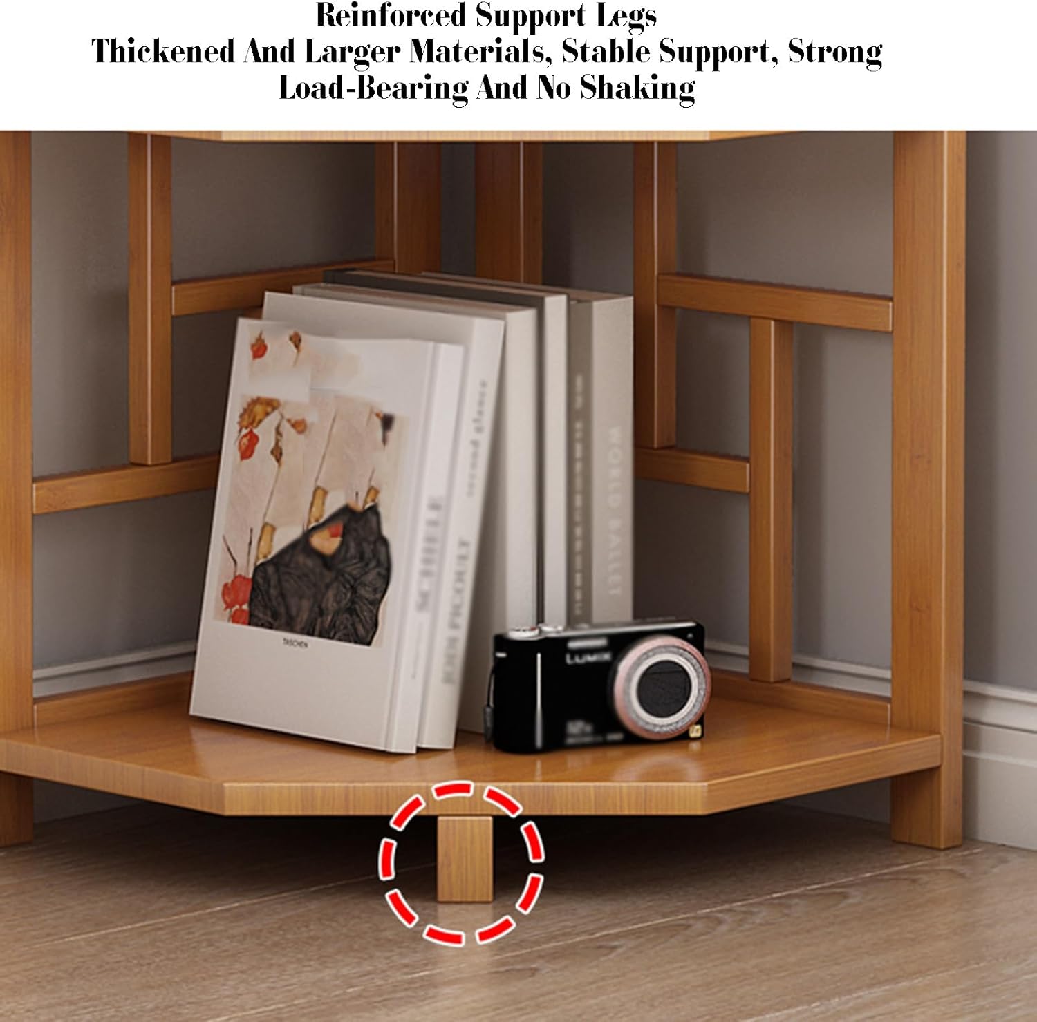 Corner Bookshelf,Open Shelf Bookcase,Bamboo Material Cabinet,Can Store Cups,Stationery and Other Items,Suitable for Apartments,Study Rooms,Living Rooms(Wood Color,38.97in) (Multi Colored)