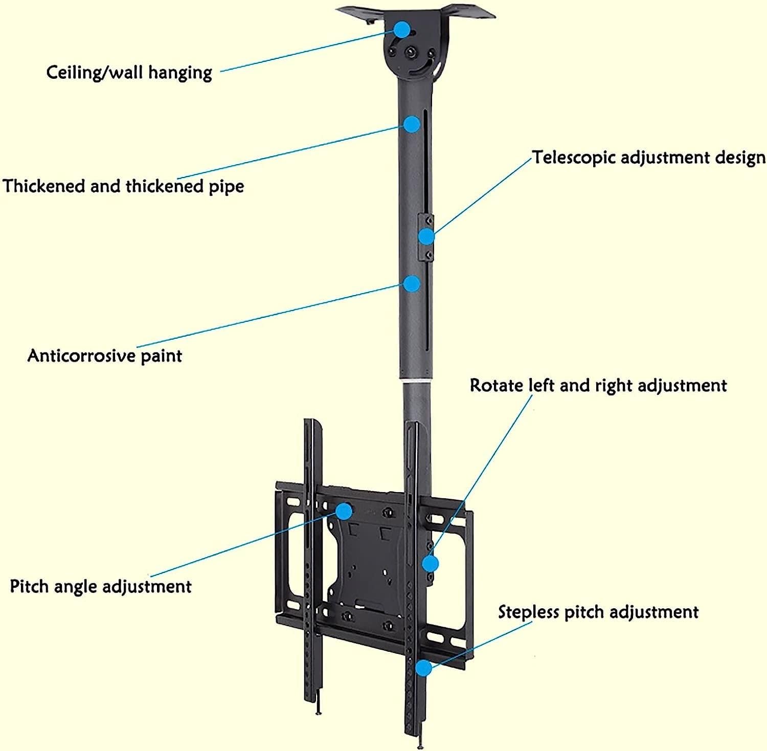 Adjustable TV Wall Mount Ceiling Bracket Tilt & Swivel TV Stand for 3265 Inch TVs Supports Up to 60kg Perfect for Home Theater & SpaceSaving Solutions.