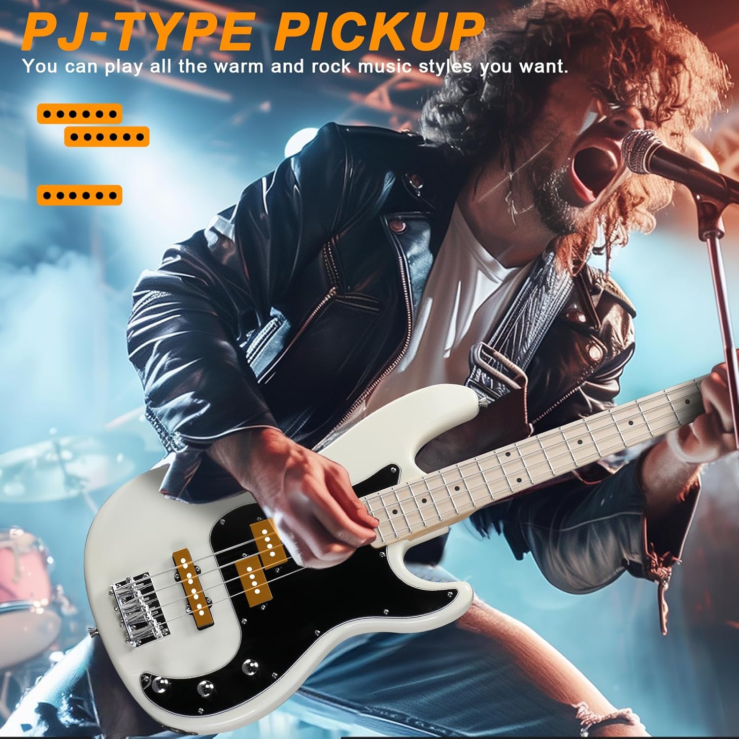 Ktaxon 4 String Bass Guitar, Bass Kit Full Size Guitar Starter Kit with 20W AMP, Portable Gip Bag, Premium Cable, Adjustable Guitar Strap, Picks and Wrench, Gift For Music Lover(Bass Set-White)