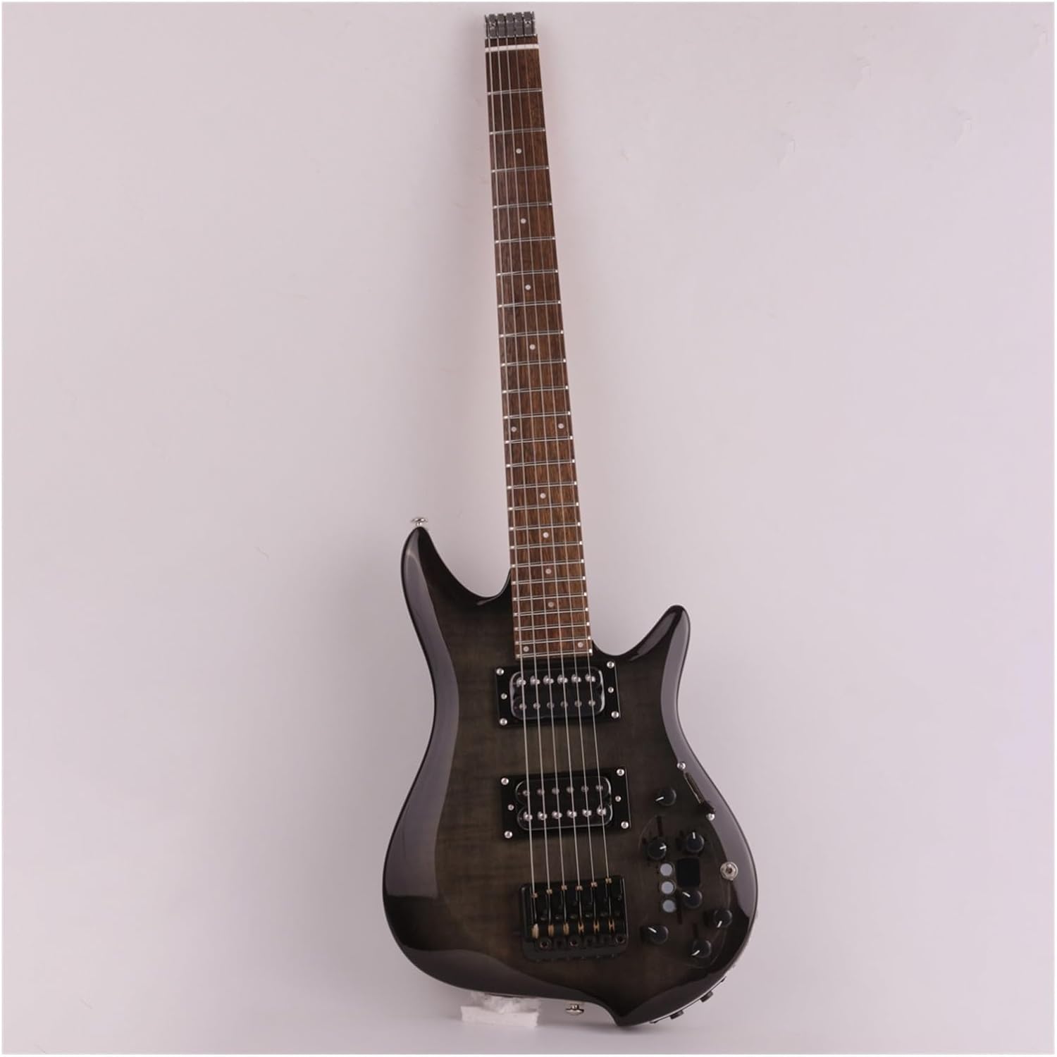 VENEKA Headless Electric Guitar Headless Portable Travel Silent Electric Guitar Mahogany Body Rosewood Fingerboard Built in Effector (Color : 03)