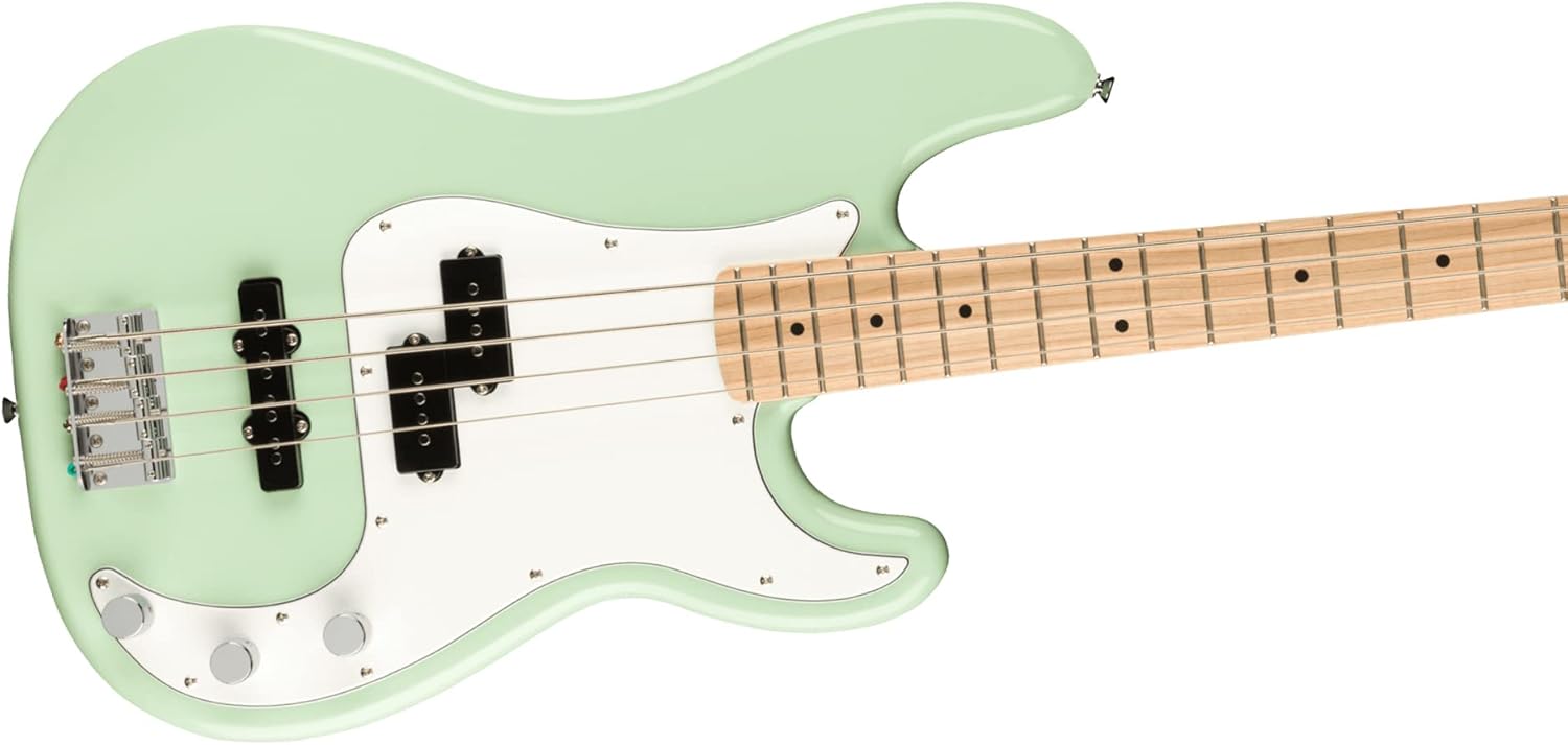Fender Squier Affinity Precision Bass PJ - Surf Green Bundle with Rumble 15 Amplifier, Instrument Cable, Gig Bag, Tuner, Strap, and Austin Bazaar Instructional DVD