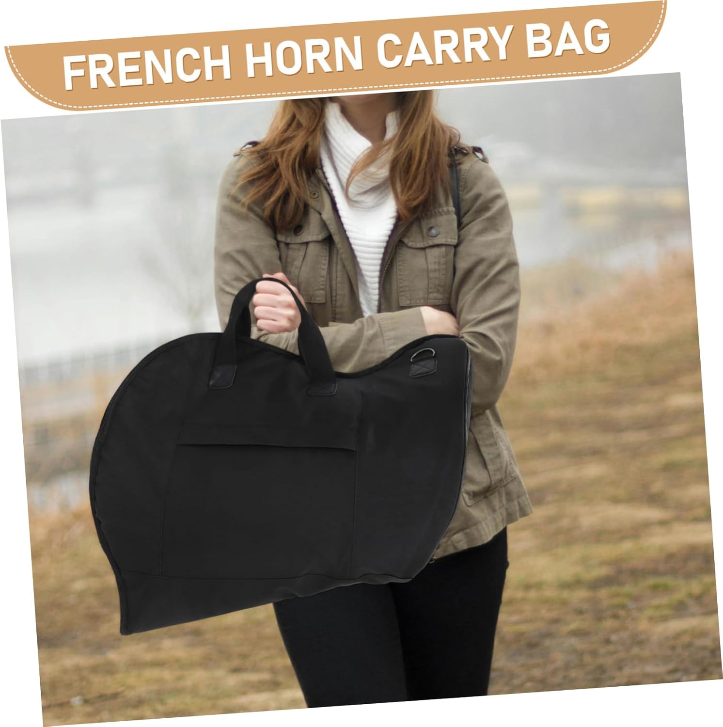 YARNOW Portable French Horn Storage Bag Shoulder Carry Case Rugged for Students and Professionals Random Color Handle