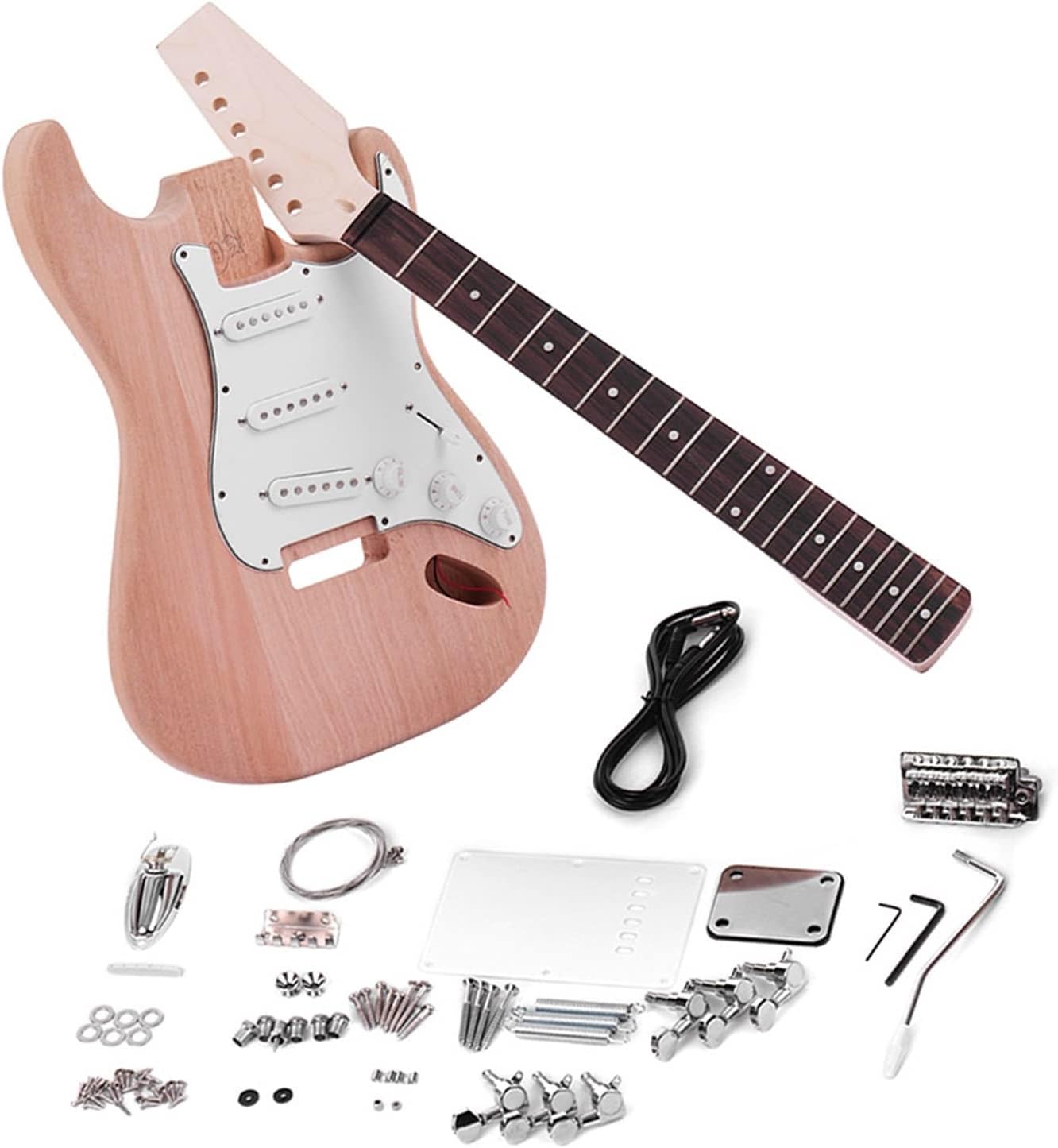 DIY Electric Guitar Kit Unfinished DIY Electric Guitar Kit Mahogany Body Maple Guitar Neck Rosewood Fingerboard