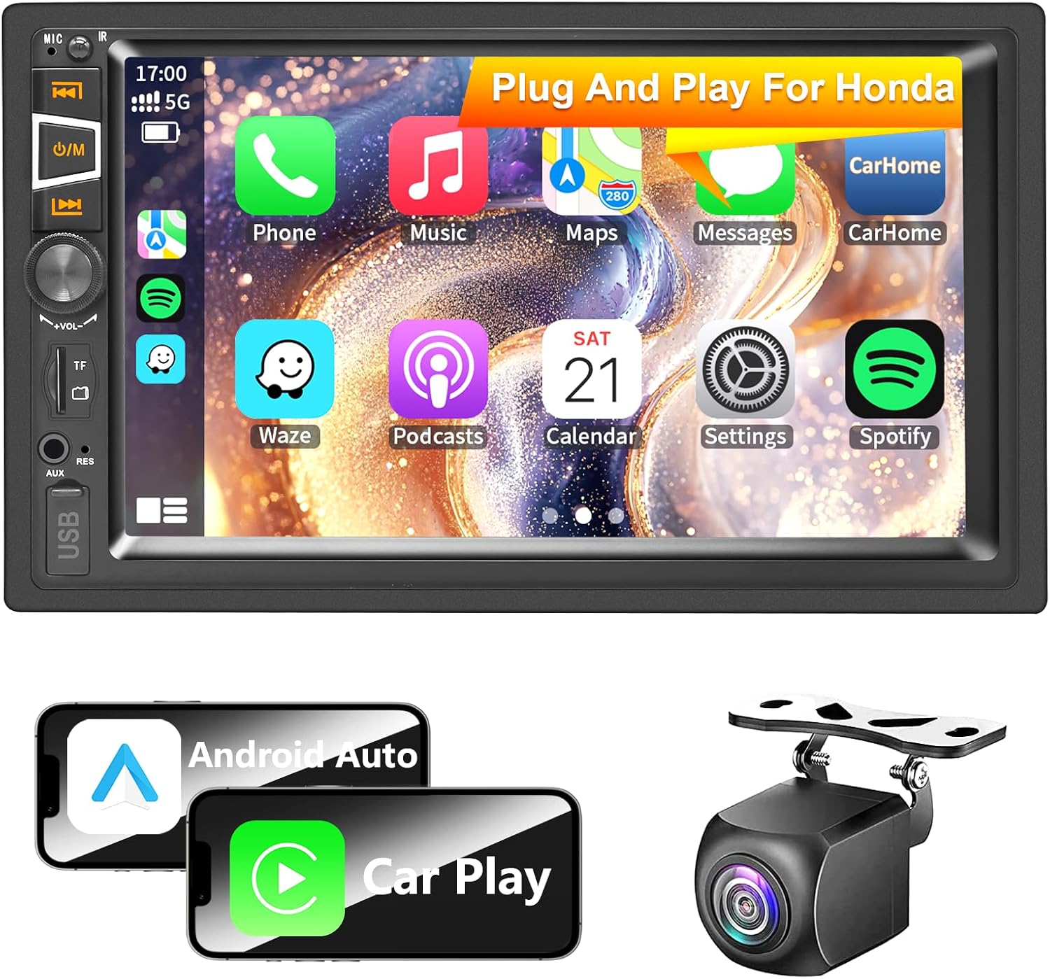 Plug & Play Car Stereo Radio for Honda Accord 1990-2002/Civic 1999-2000/CRV 1997-2006/HRV 1998-2005/Odyssey 1995-2004/Prelude 1992-2001 7'' Touch Screen Support Carplay/Android Auto/Bluetooth/EQ/USB