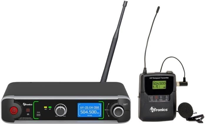 Professional Wireless Microphone System, 200 Channel Lapel Mic System, Mic System for Speech, Singing, Events, Church, Karaoke, DJ, Party, and classrooms