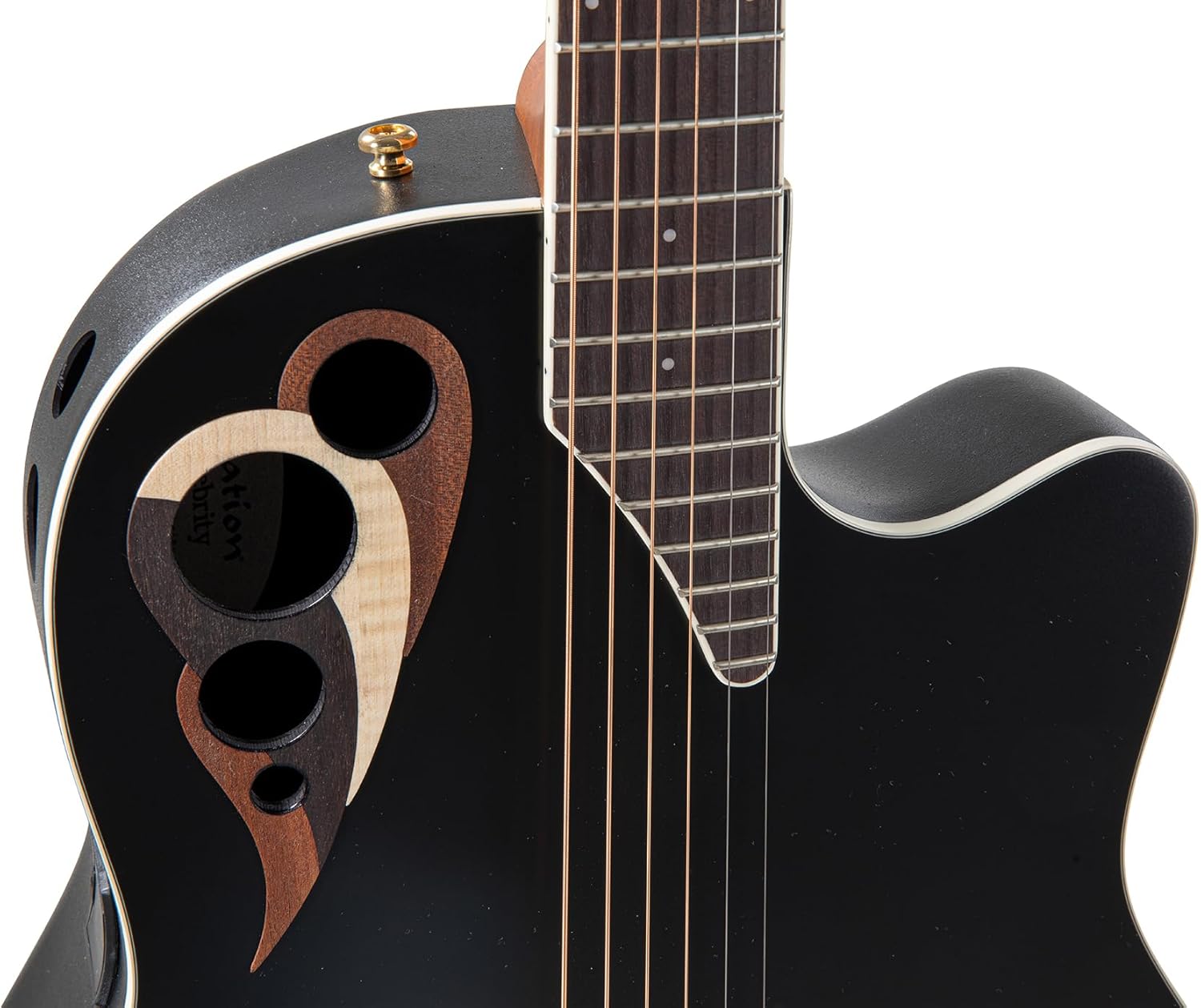 Ovation CDX40-5-G Celebrity Elite Deluxe CDX40 Electric Acoustic Guitar Solid Spruce Top Deep Contour Lyrachord Body Black Satin